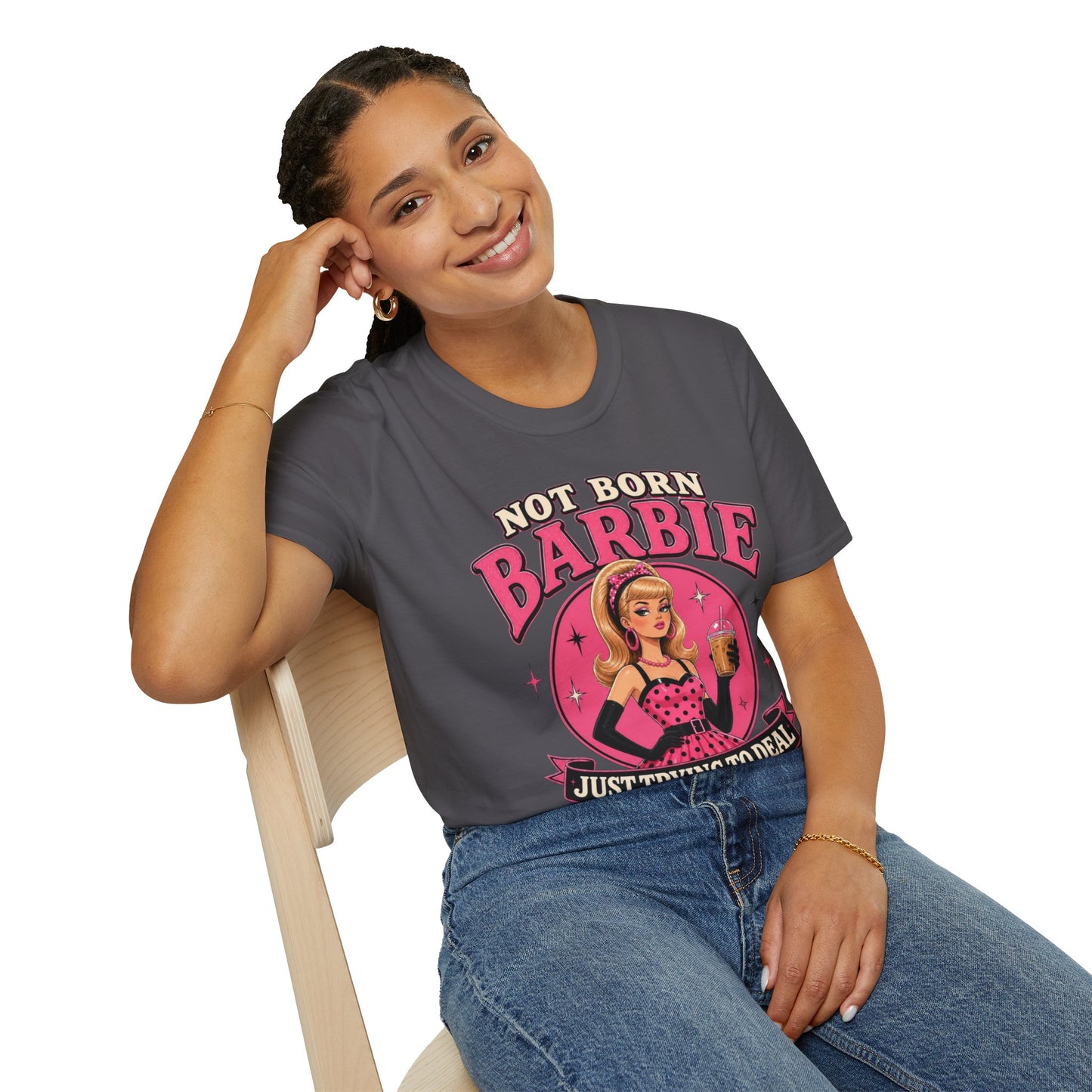 Not Born Barbie "Just Trying to Deal" Graphic Tee