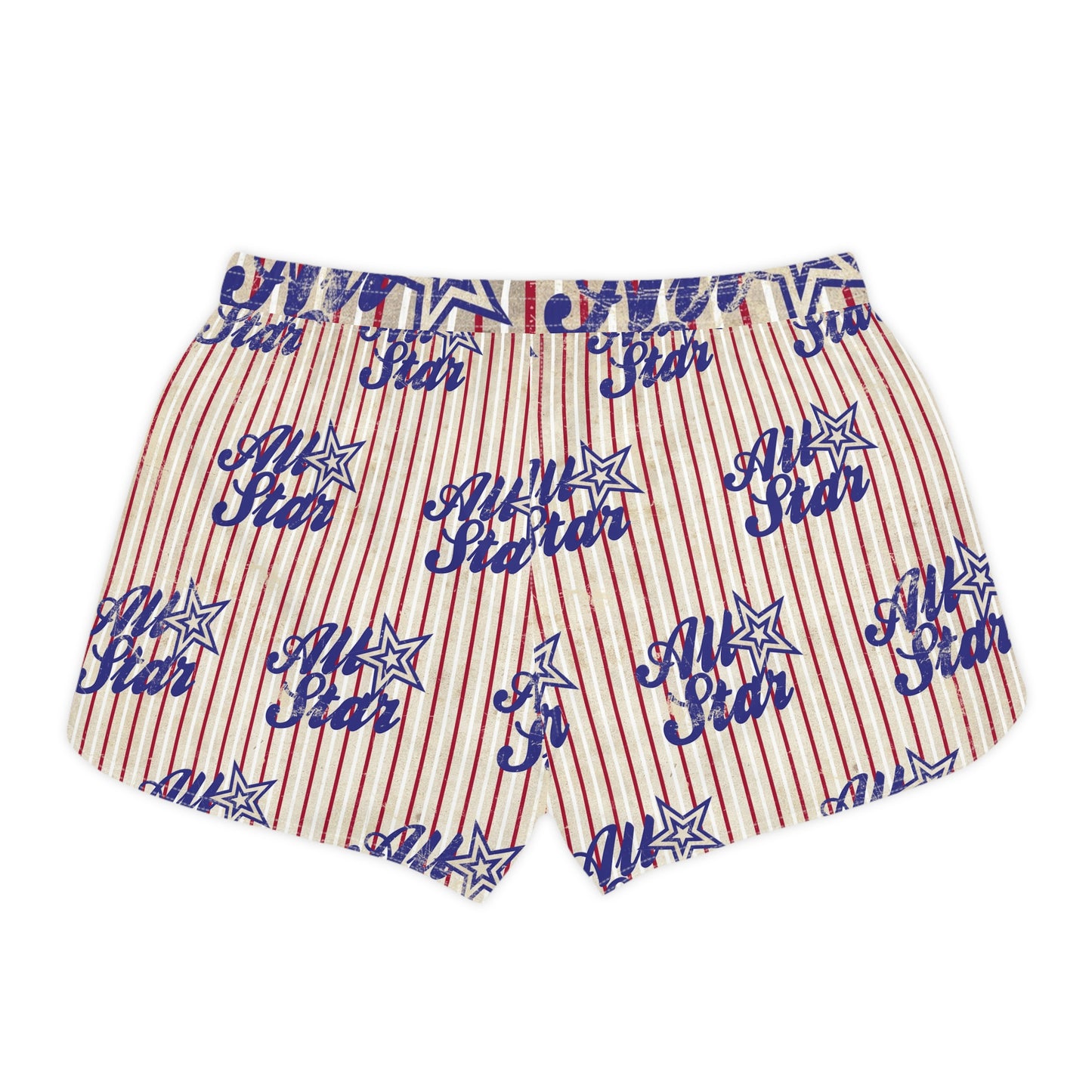 All Star Women's Casual Shorts — Patriotic Red & Blue Striped Lounge Shorts