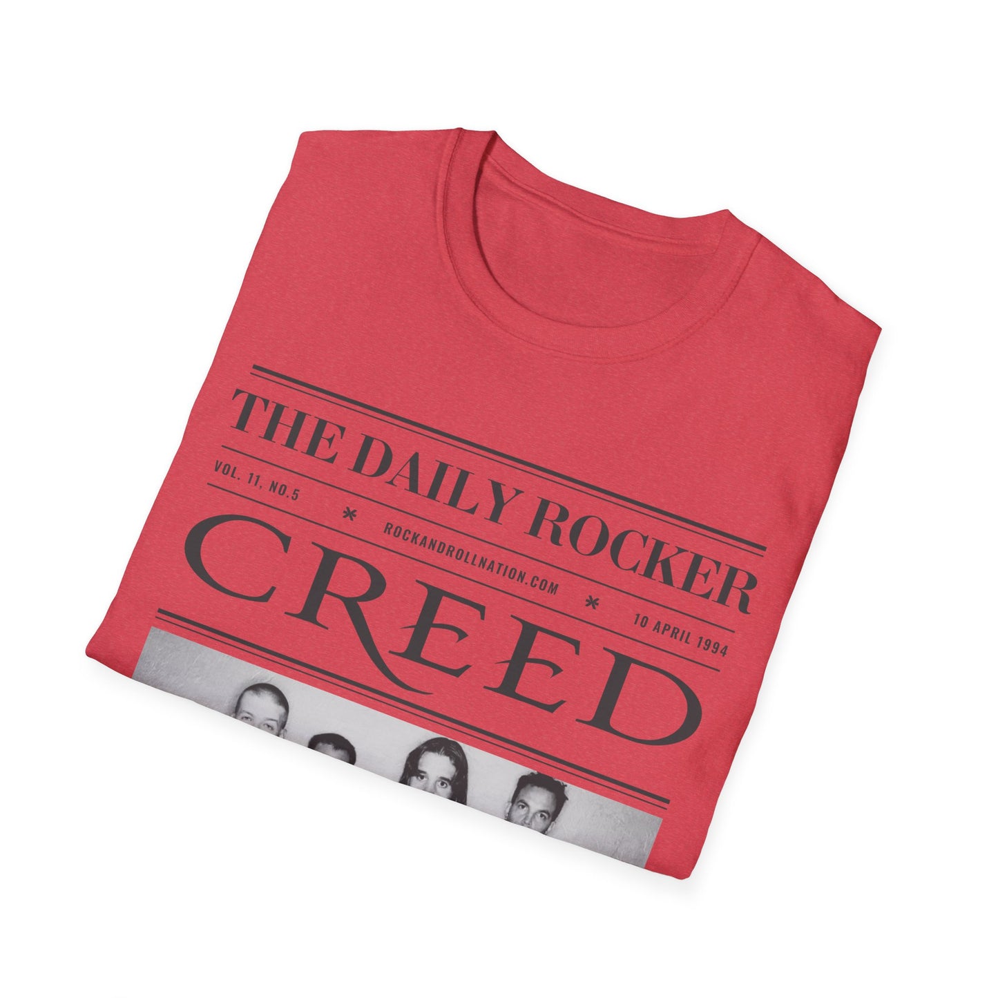 Creed Band T-Shirt – 'The Daily Rocker' Vintage Newspaper Design