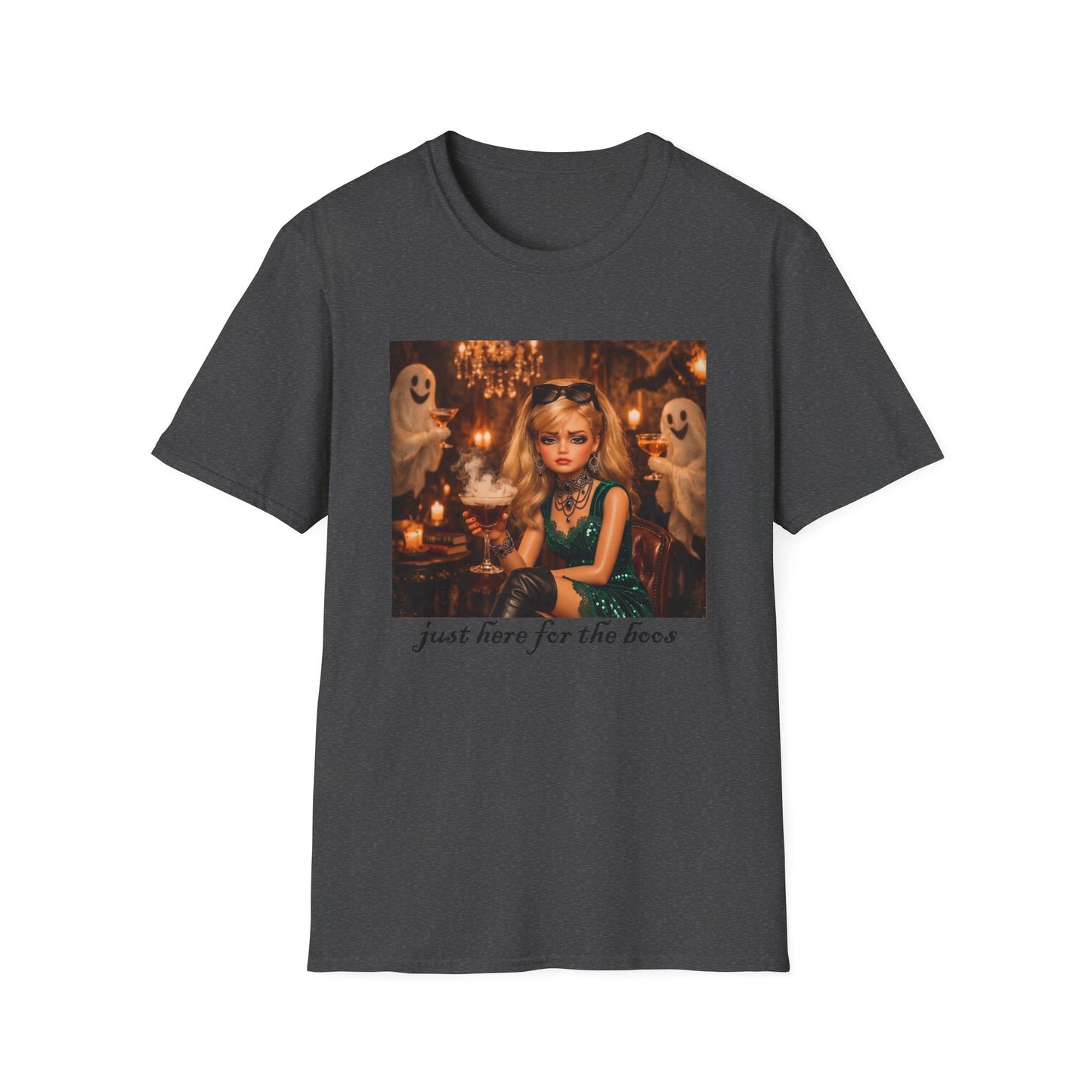 "Just Here for the Boo" Ghostly Vintage Doll Halloween Tee