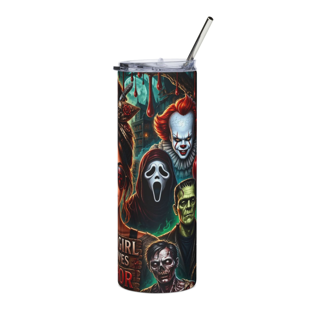 20oz Stainless Steel Tumbler "Just a Girl Who Loves Horror"