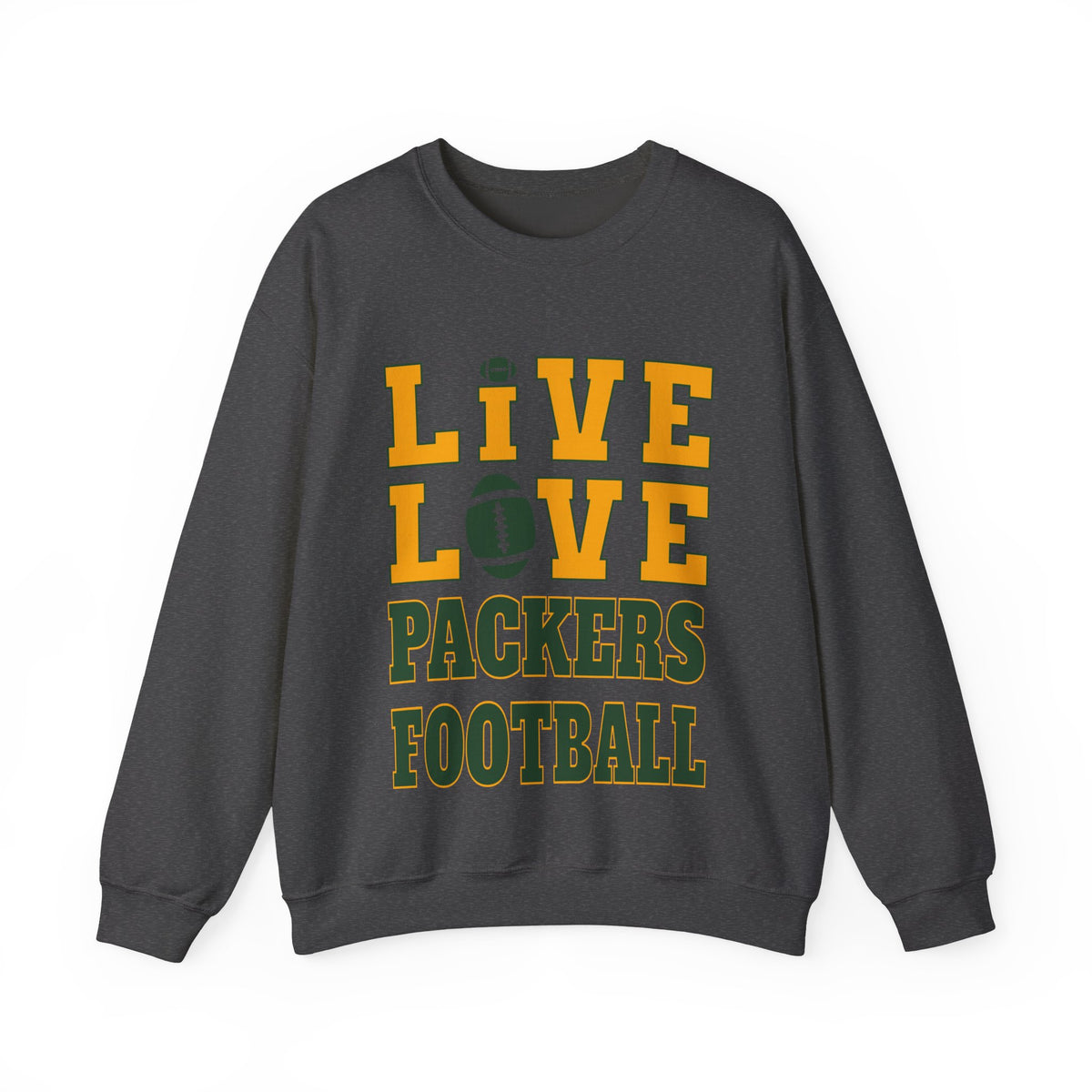 Live Love Packers Football Crewneck Sweatshirt — Green Bay Fan Pullover