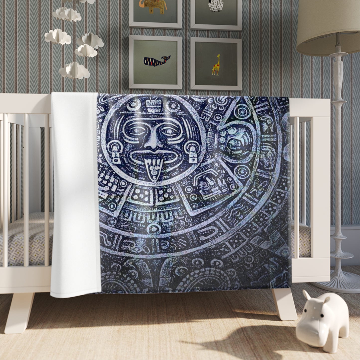 Aztec Calendar Throw Blanket — Mystic Tribal Stone Tapestry Blanket
