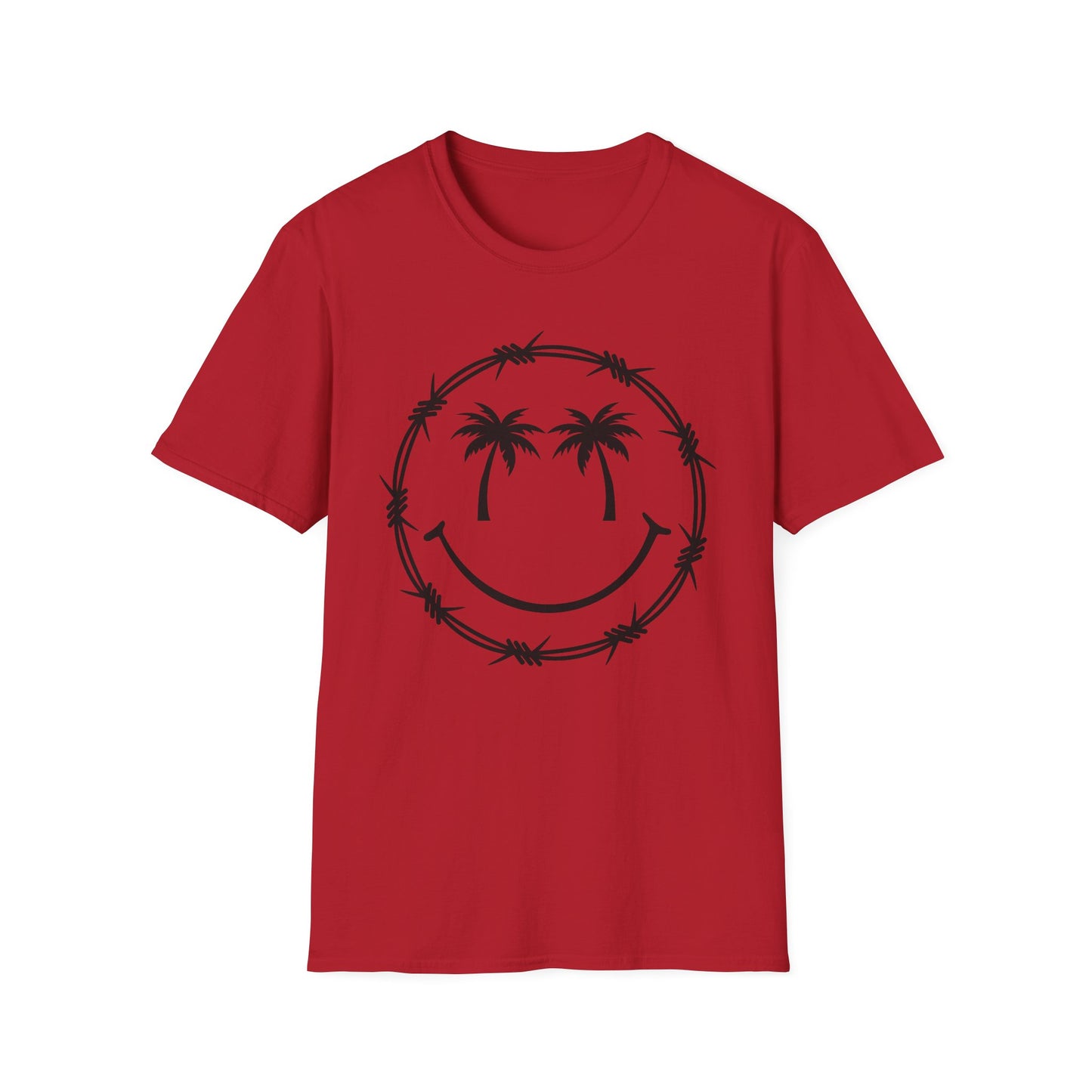 Barbed Wire Smile Palm T-Shirt — Tropical Palm Tree Smile Graphic Tee