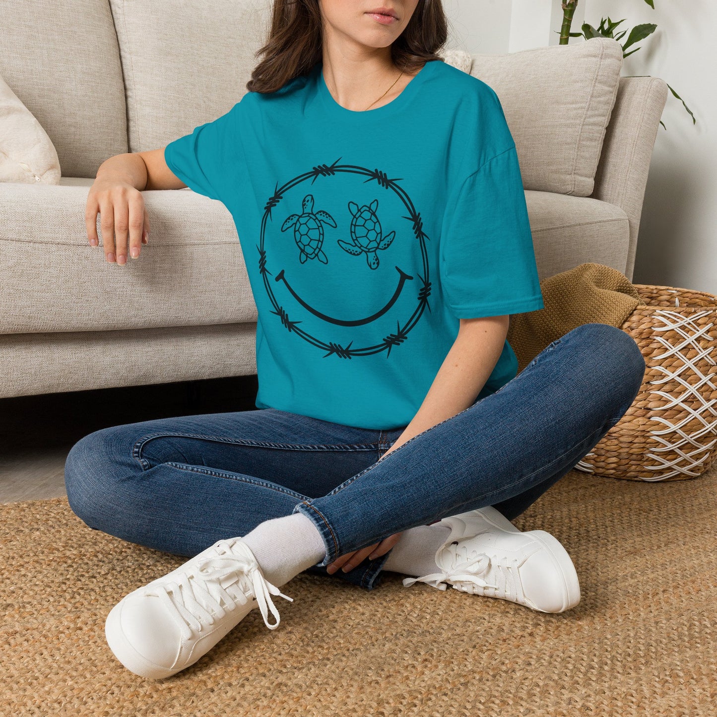 Sea Turtle Smile Graphic Tee (Barbed Wire Circle)