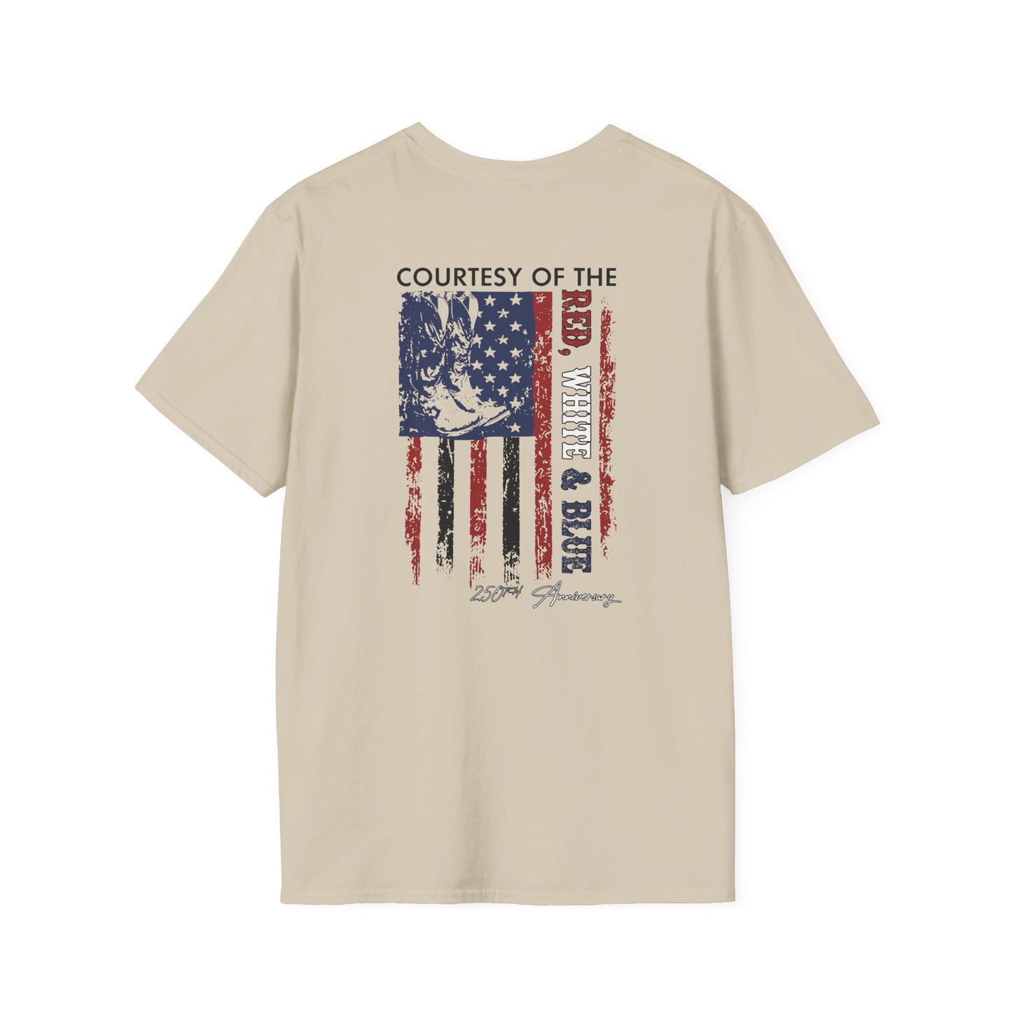 "Courtesy of the Red, White & Blue"