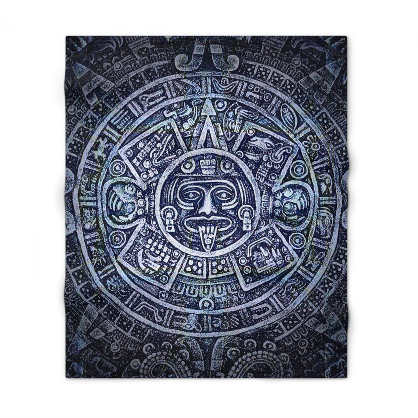 Aztec Calendar Throw Blanket — Mystic Tribal Stone Tapestry Blanket