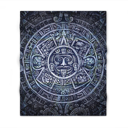 Aztec Calendar Throw Blanket — Mystic Tribal Stone Tapestry Blanket
