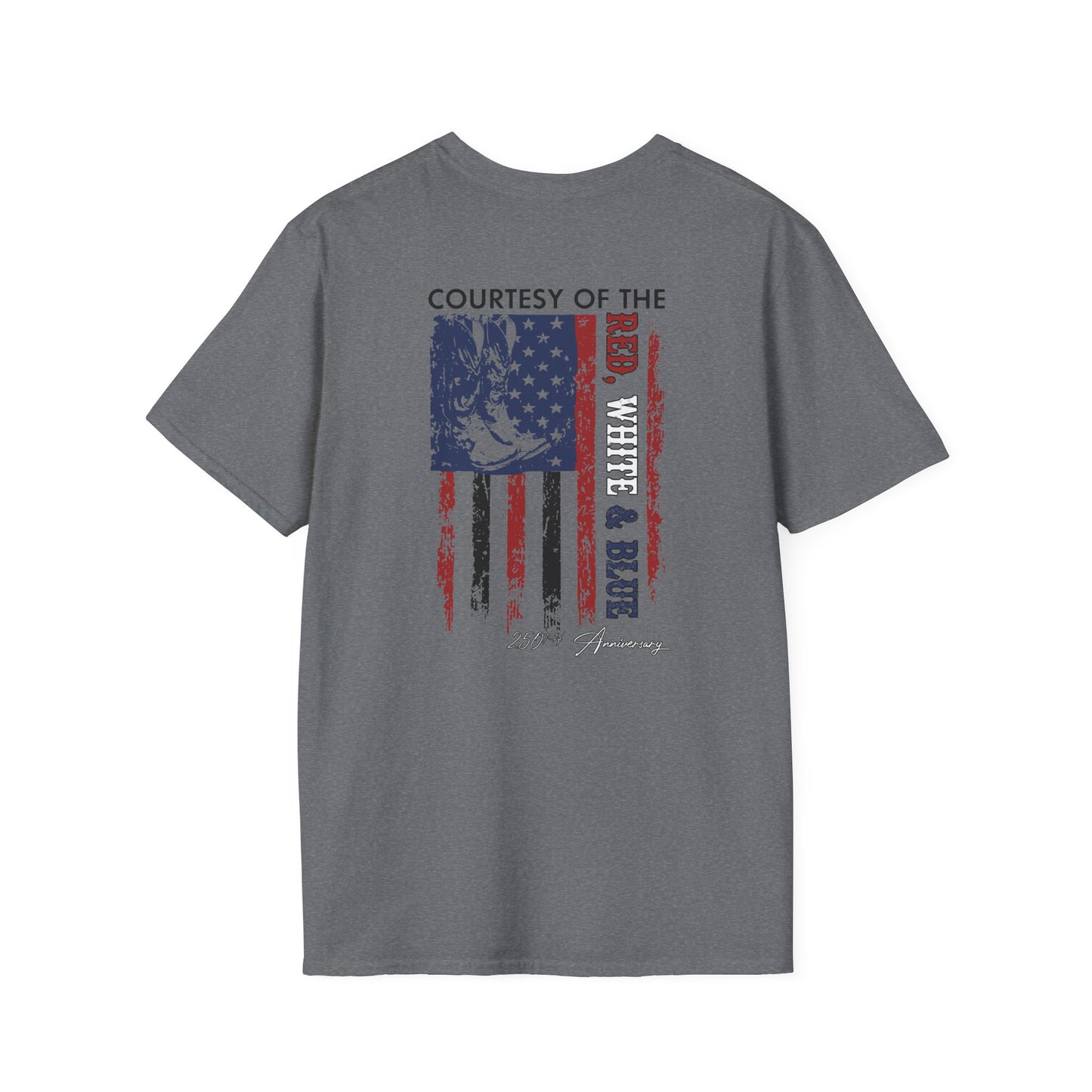 "Courtesy of the Red, White & Blue"