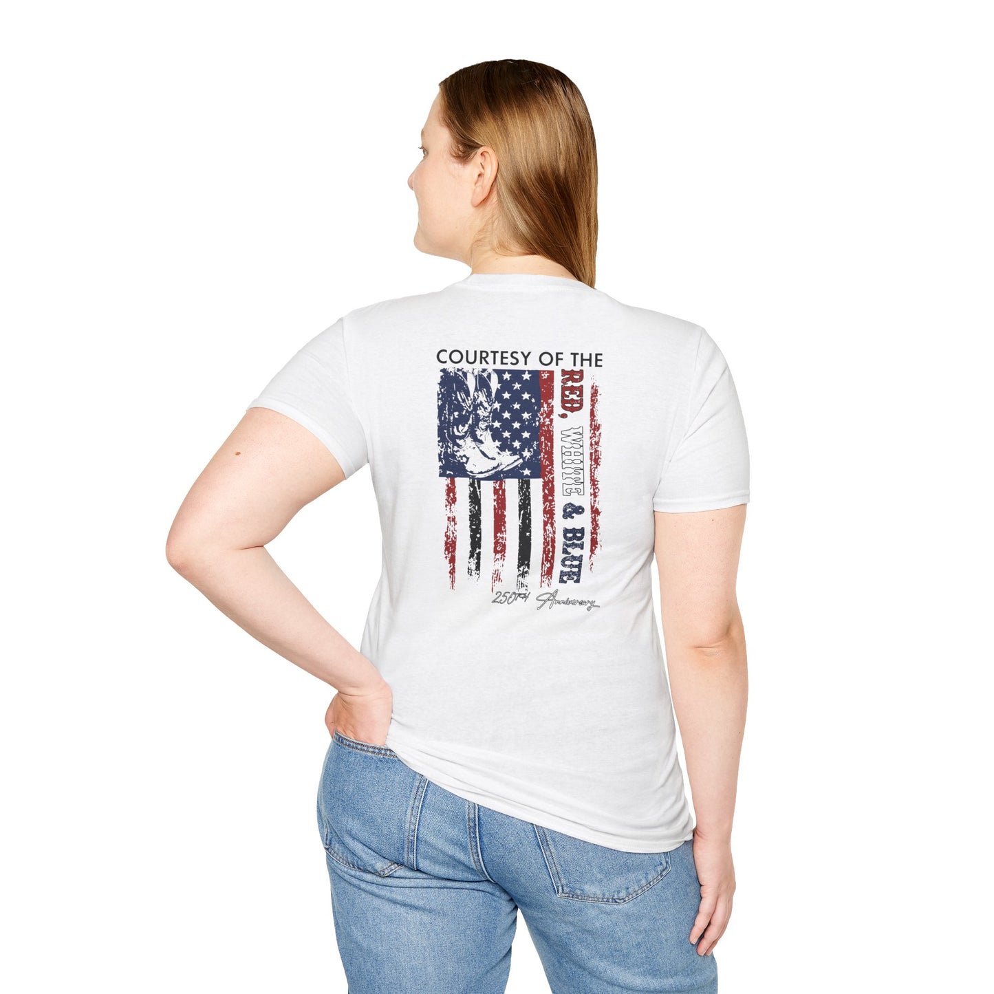 "Courtesy of the Red, White & Blue"