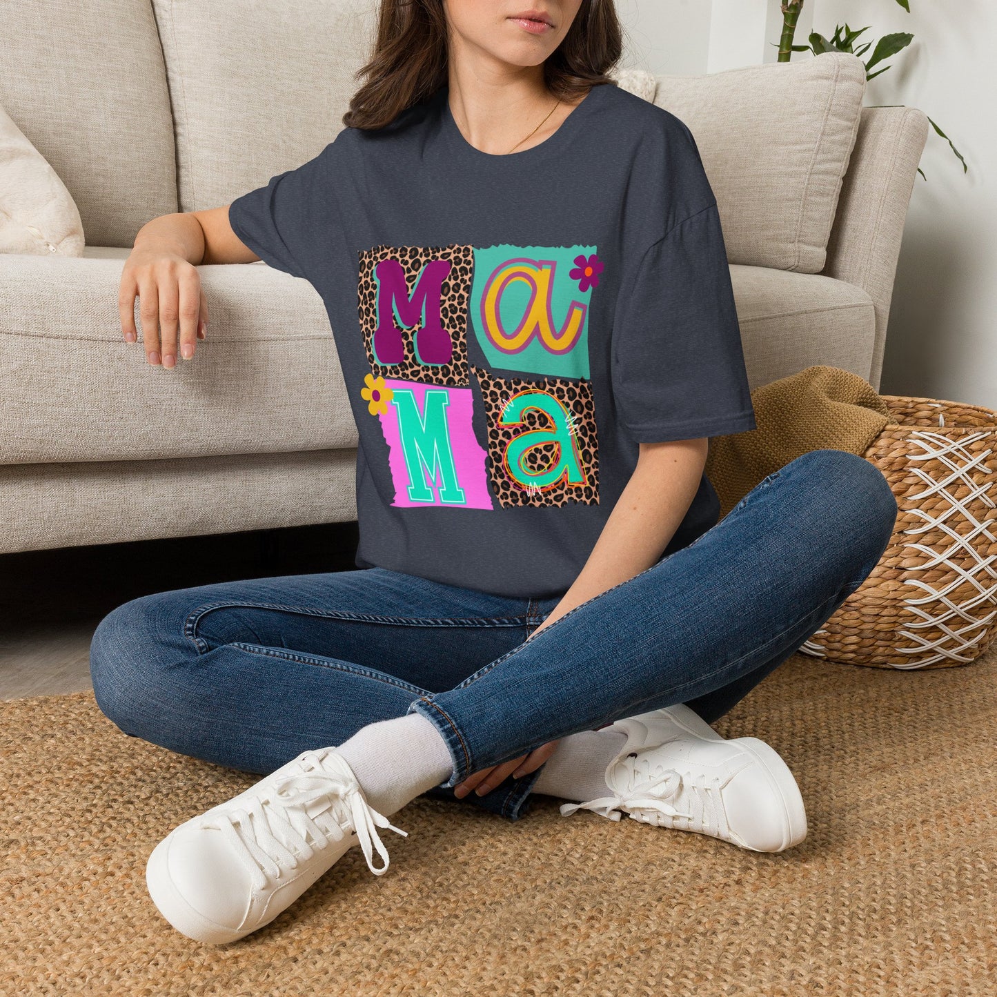 Mama Leopard Patchwork Graphic Tee
