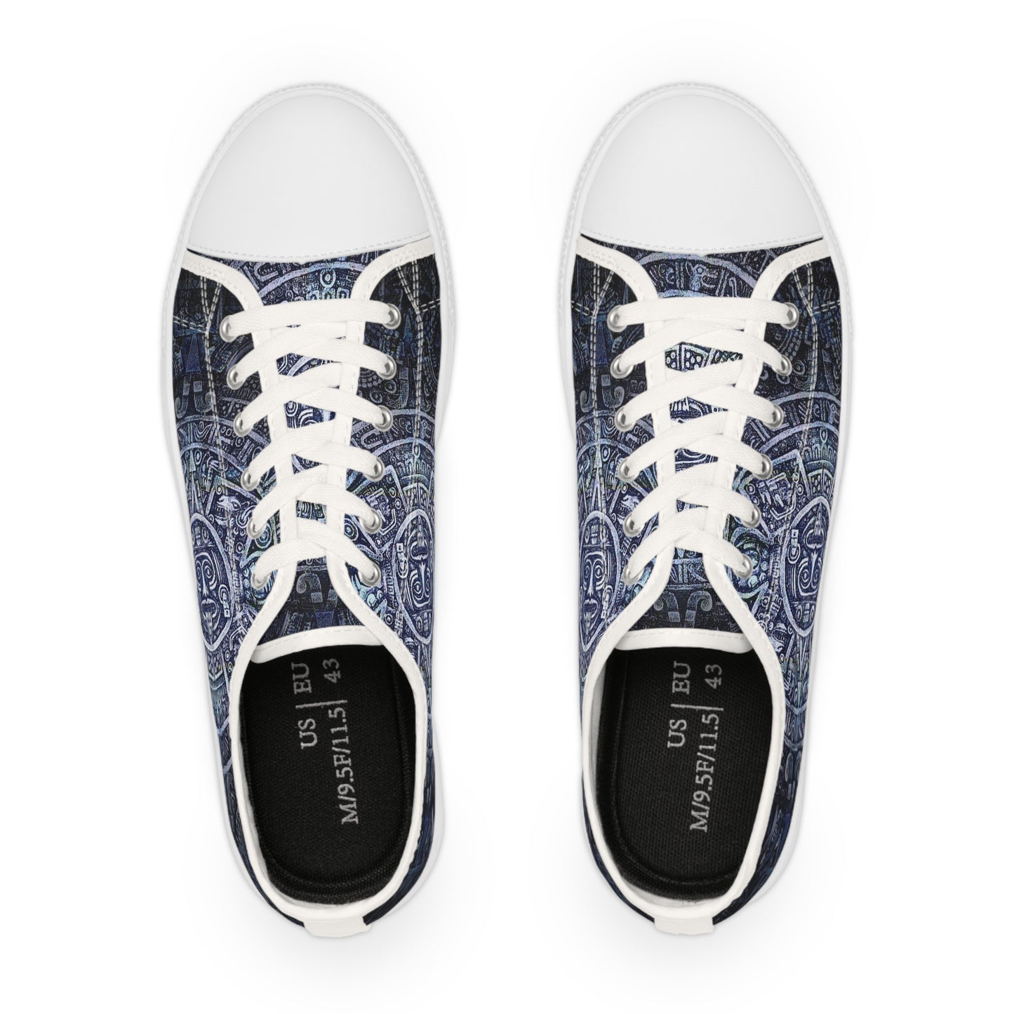 Aztec Calendar Low Top Sneakers — Men's Tribal Pattern Casual Shoes