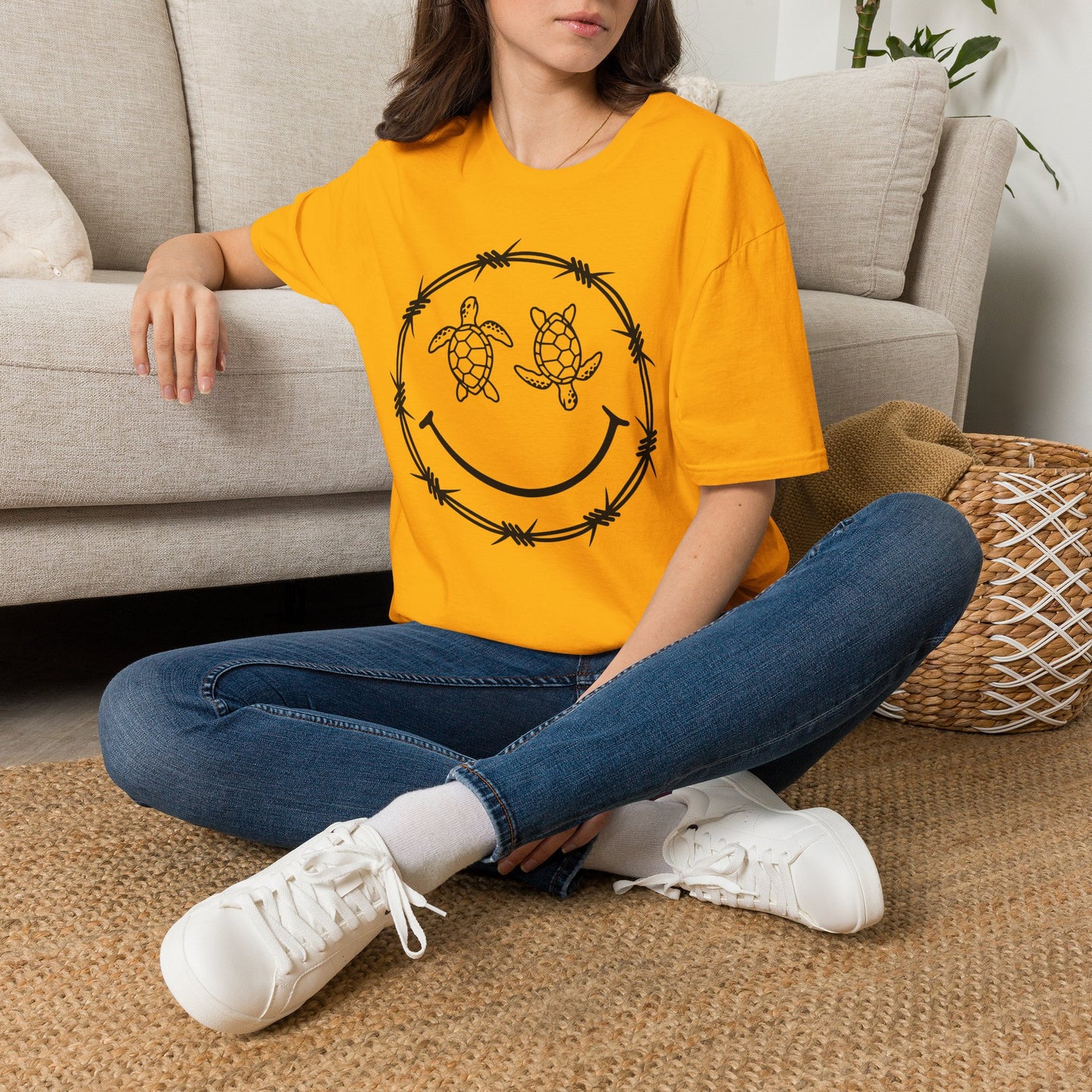 Sea Turtle Smile Graphic Tee (Barbed Wire Circle)