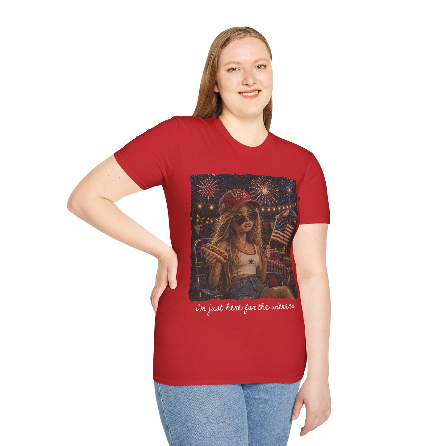 I'm Just Here for the Wieners Graphic Tee - white