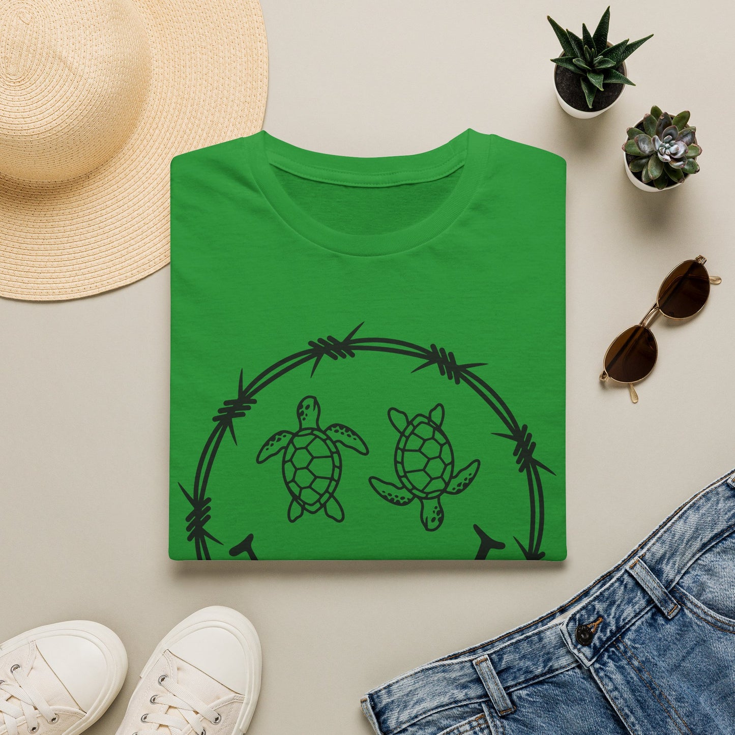 Sea Turtle Smile Graphic Tee (Barbed Wire Circle)
