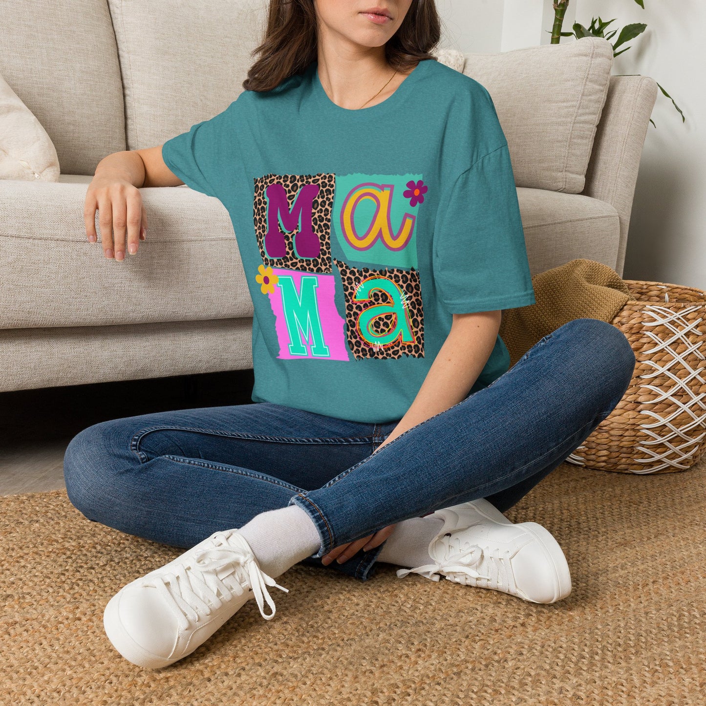 Mama Leopard Patchwork Graphic Tee
