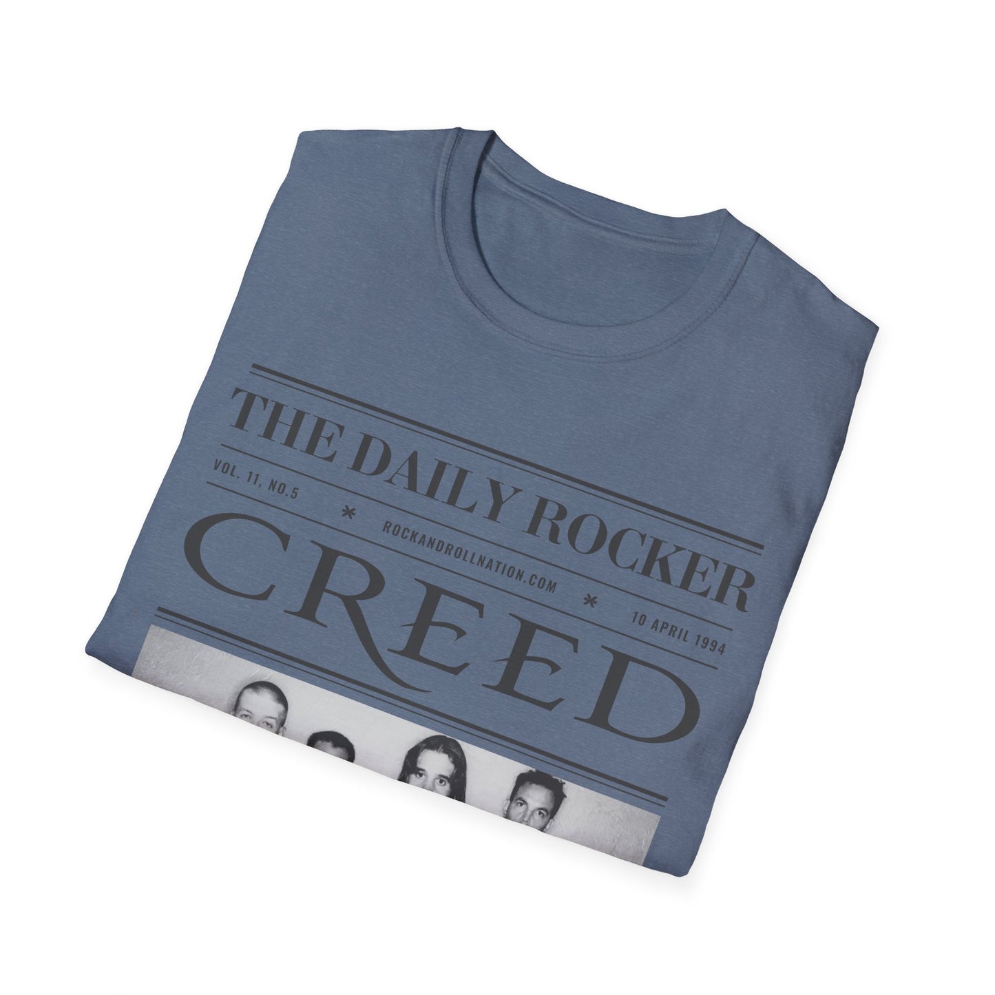 Creed Band T-Shirt – 'The Daily Rocker' Vintage Newspaper Design