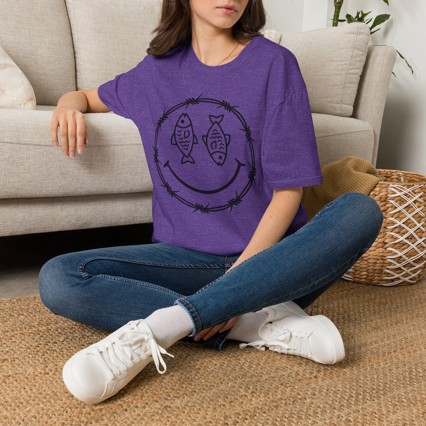 Smiley Fish Barbed Wire Graphic Tee