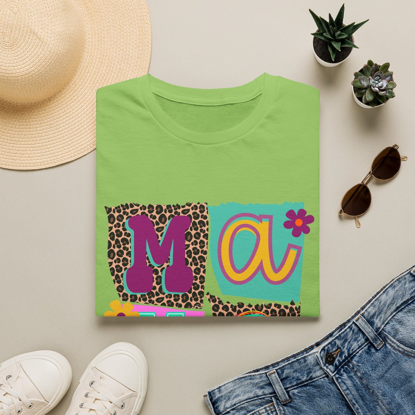 Mama Leopard Patchwork Graphic Tee