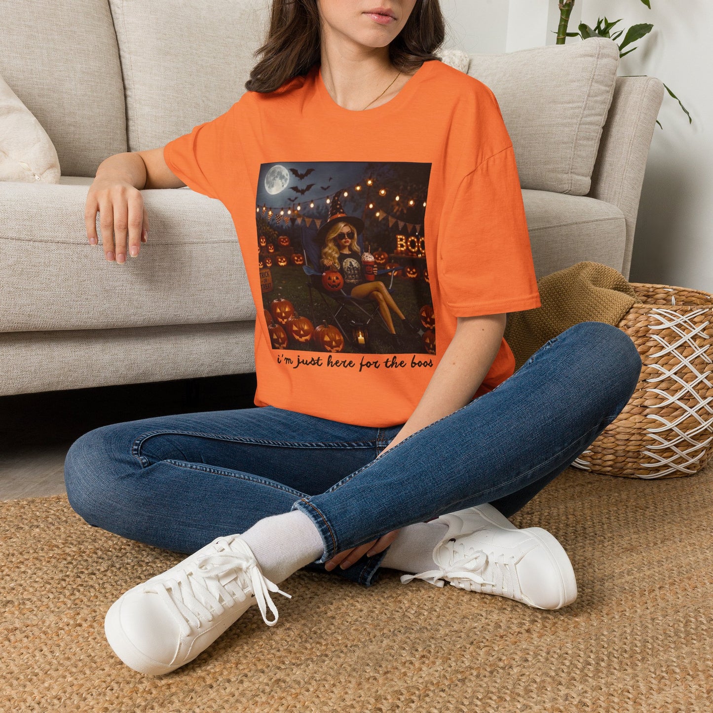 'I'm Just Here for the Boo's' Spooky Pumpkin Tee