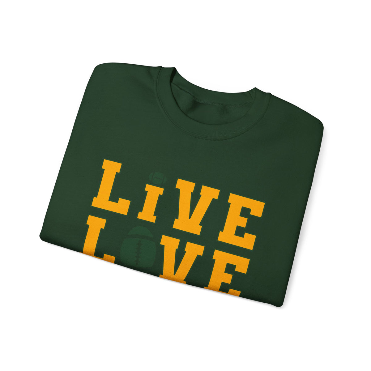 Live Love Packers Football Crewneck Sweatshirt — Green Bay Fan Pullover