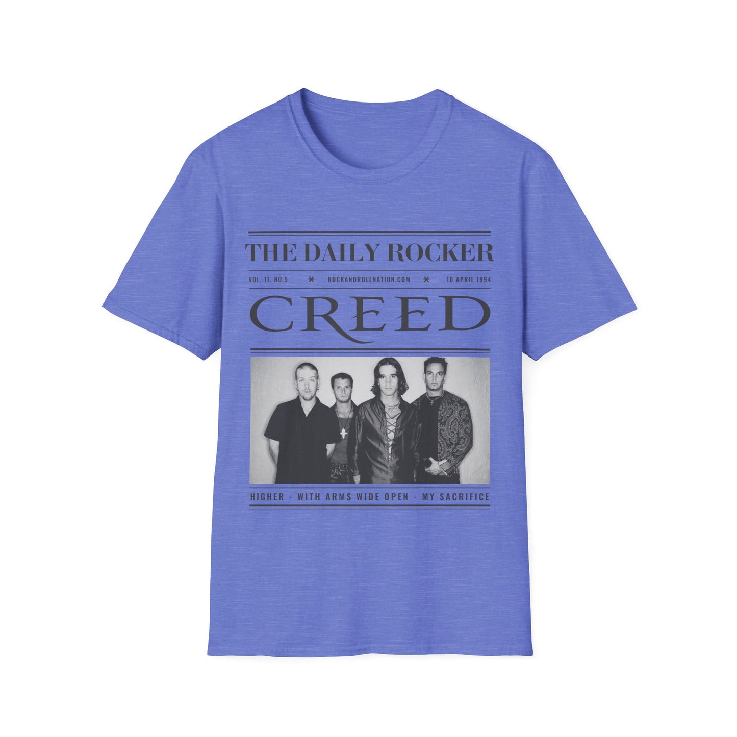 Creed Band T-Shirt – 'The Daily Rocker' Vintage Newspaper Design