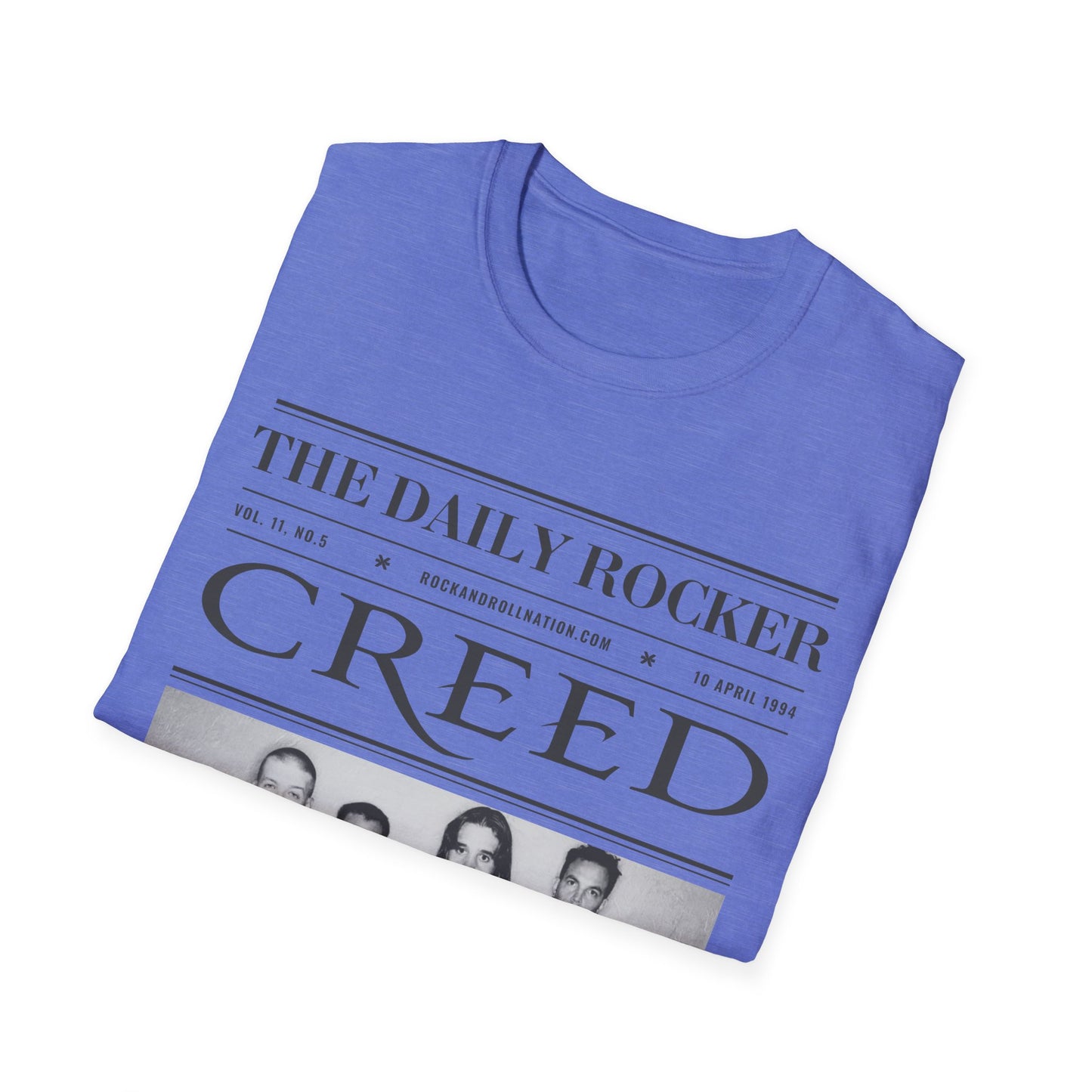 Creed Band T-Shirt – 'The Daily Rocker' Vintage Newspaper Design