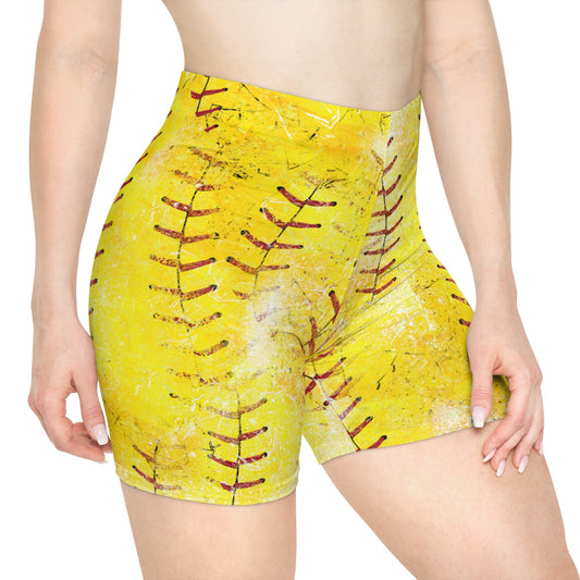 Softball Stitch Print Biker Shorts