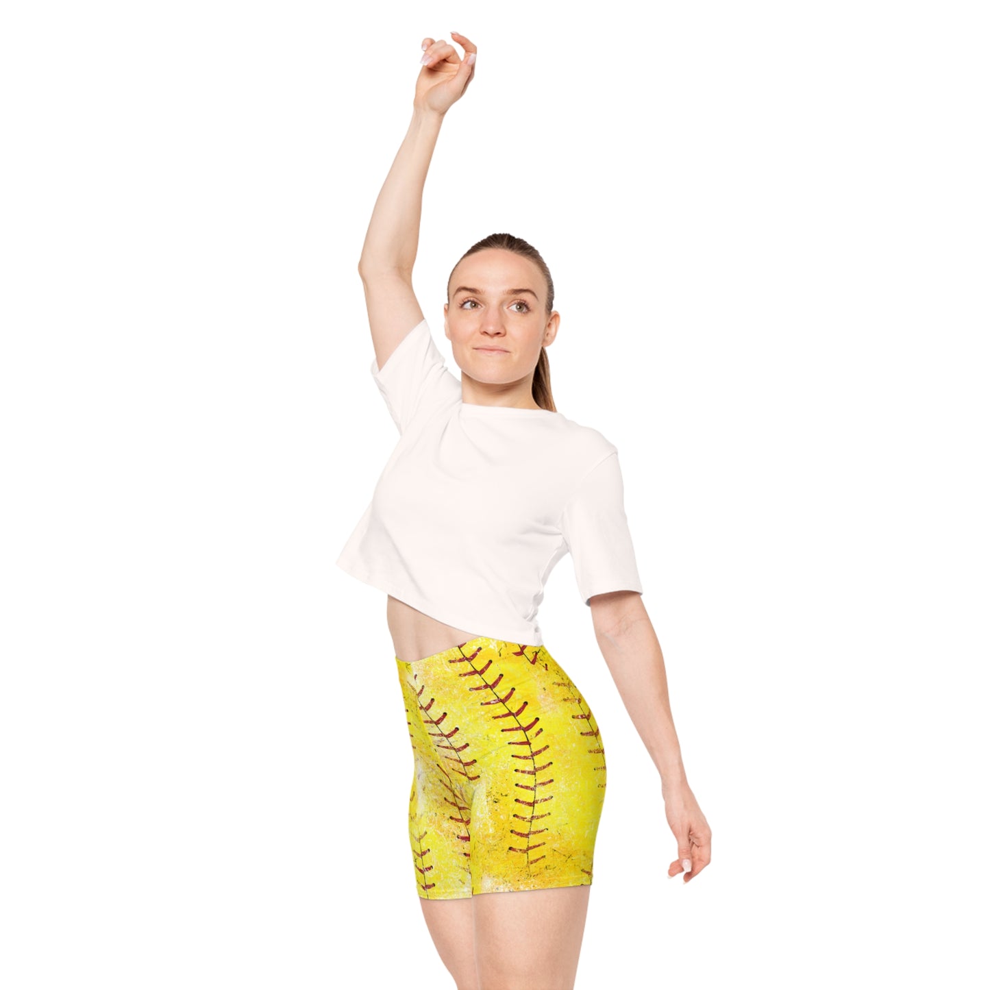 Softball Stitch Print Biker Shorts
