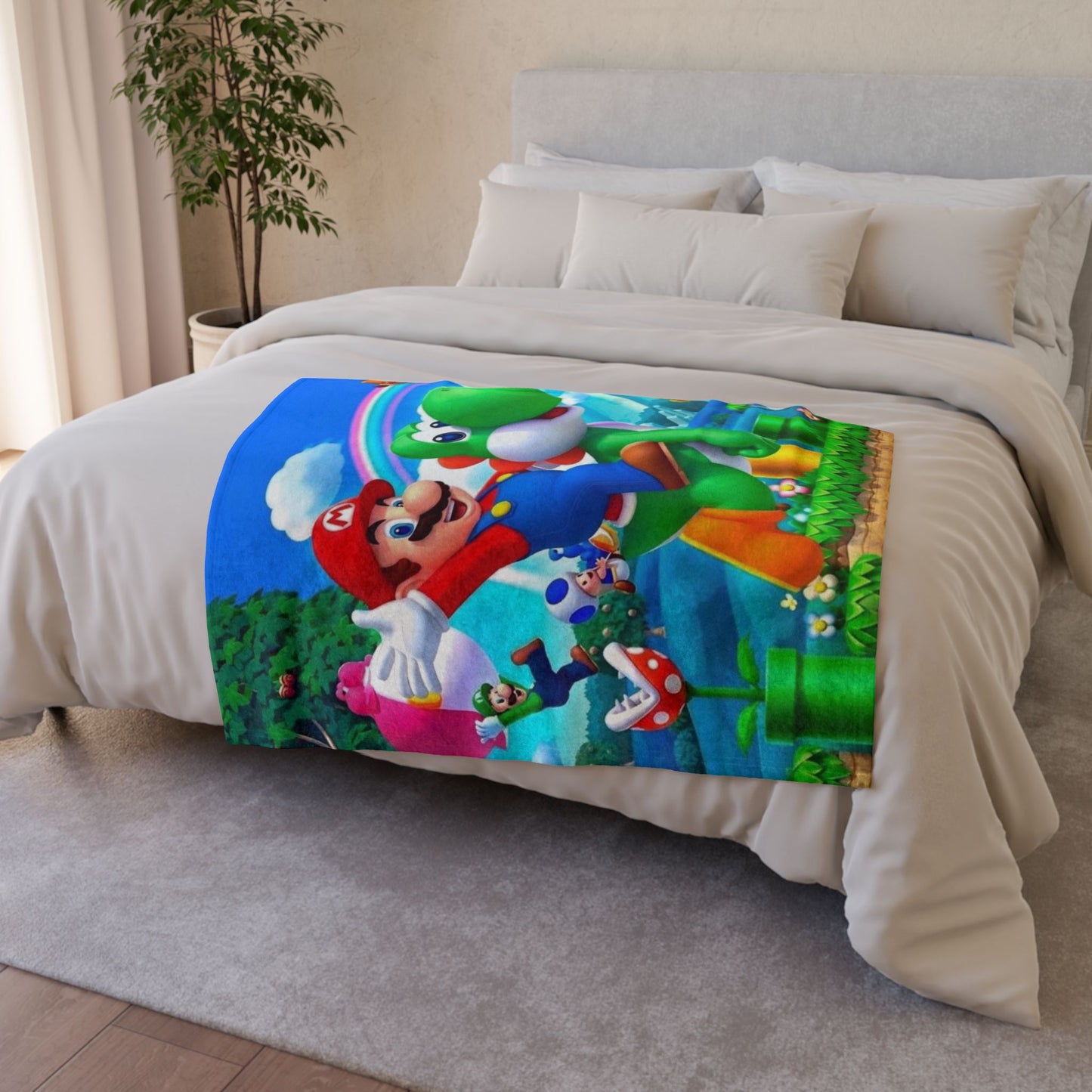 Mario & Yoshi Super Plush Blanket — Kids’ Video Game Throw