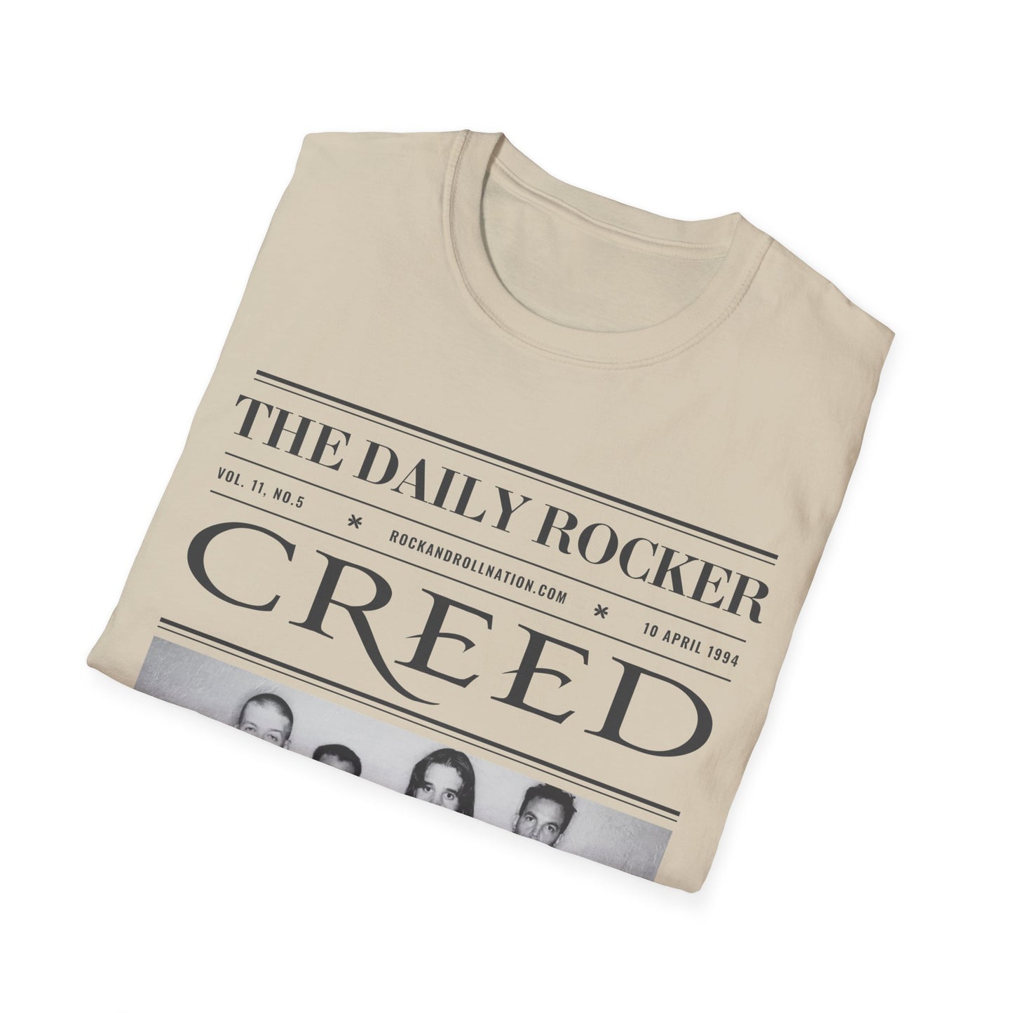 Creed Band T-Shirt – 'The Daily Rocker' Vintage Newspaper Design