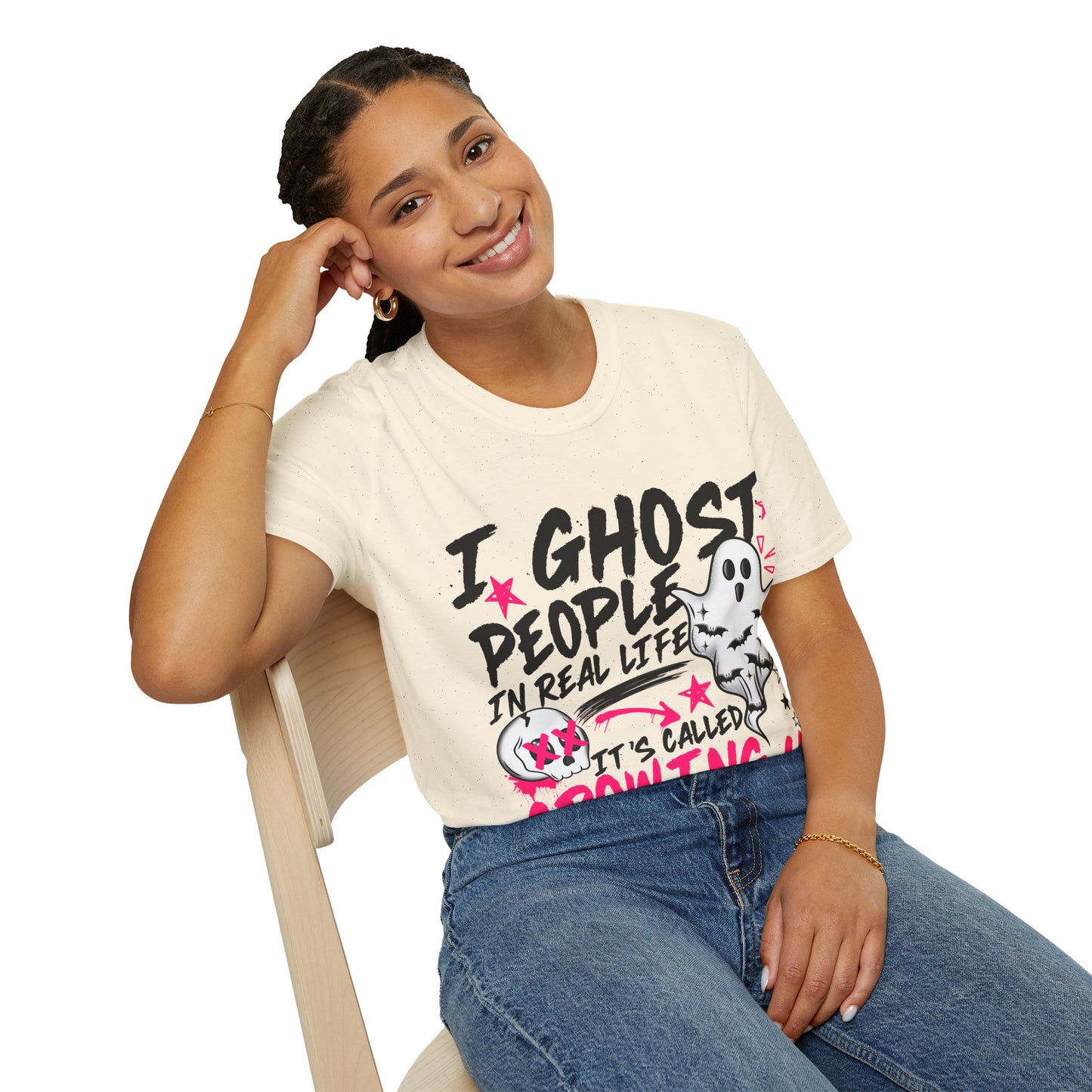 T-Shirt — "I Ghost People in Real Life" Funny Ghosting Humor Tee