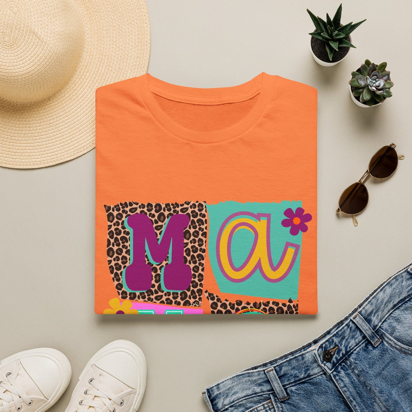 Mama Leopard Patchwork Graphic Tee