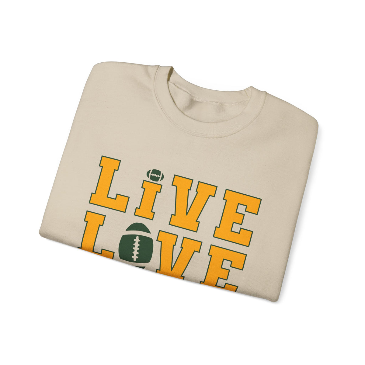 Live Love Packers Football Crewneck Sweatshirt — Green Bay Fan Pullover