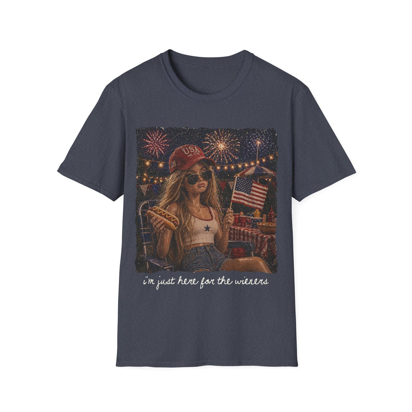 I'm Just Here for the Wieners Graphic Tee - white