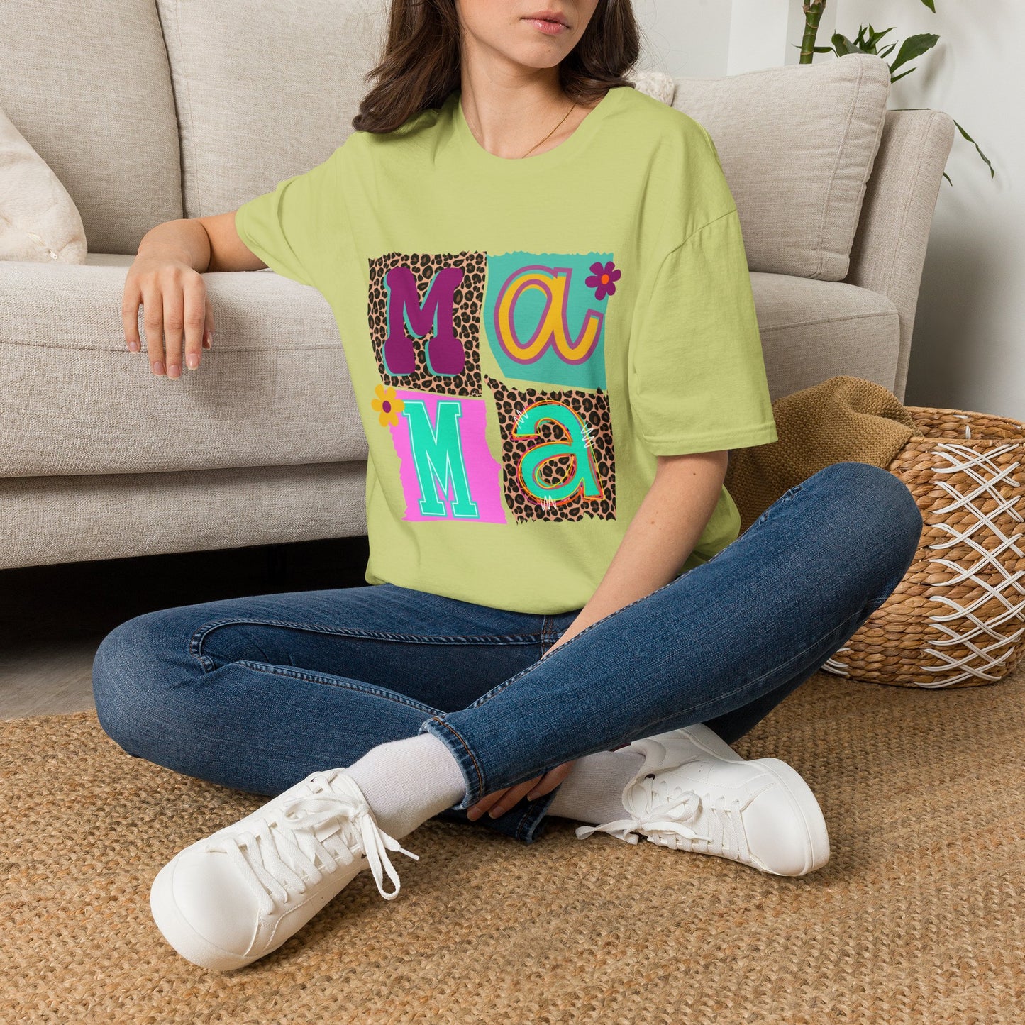 Mama Leopard Patchwork Graphic Tee