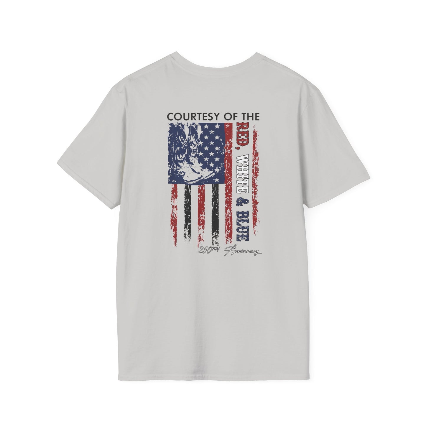 "Courtesy of the Red, White & Blue"