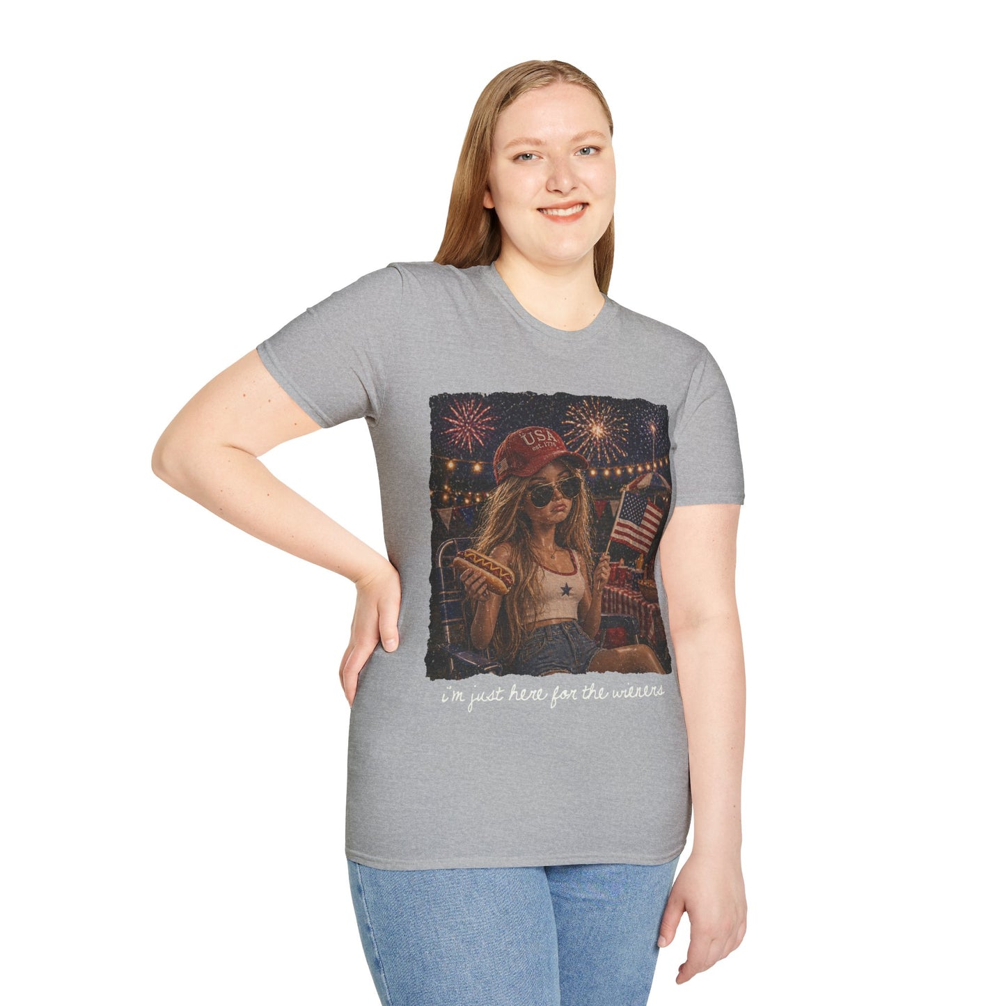 I'm Just Here for the Wieners Graphic Tee - white