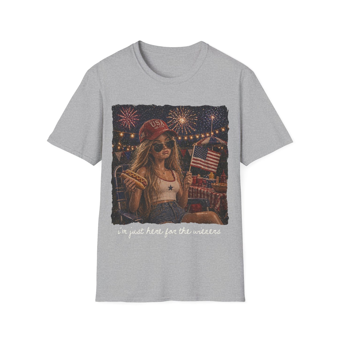 I'm Just Here for the Wieners Graphic Tee - white