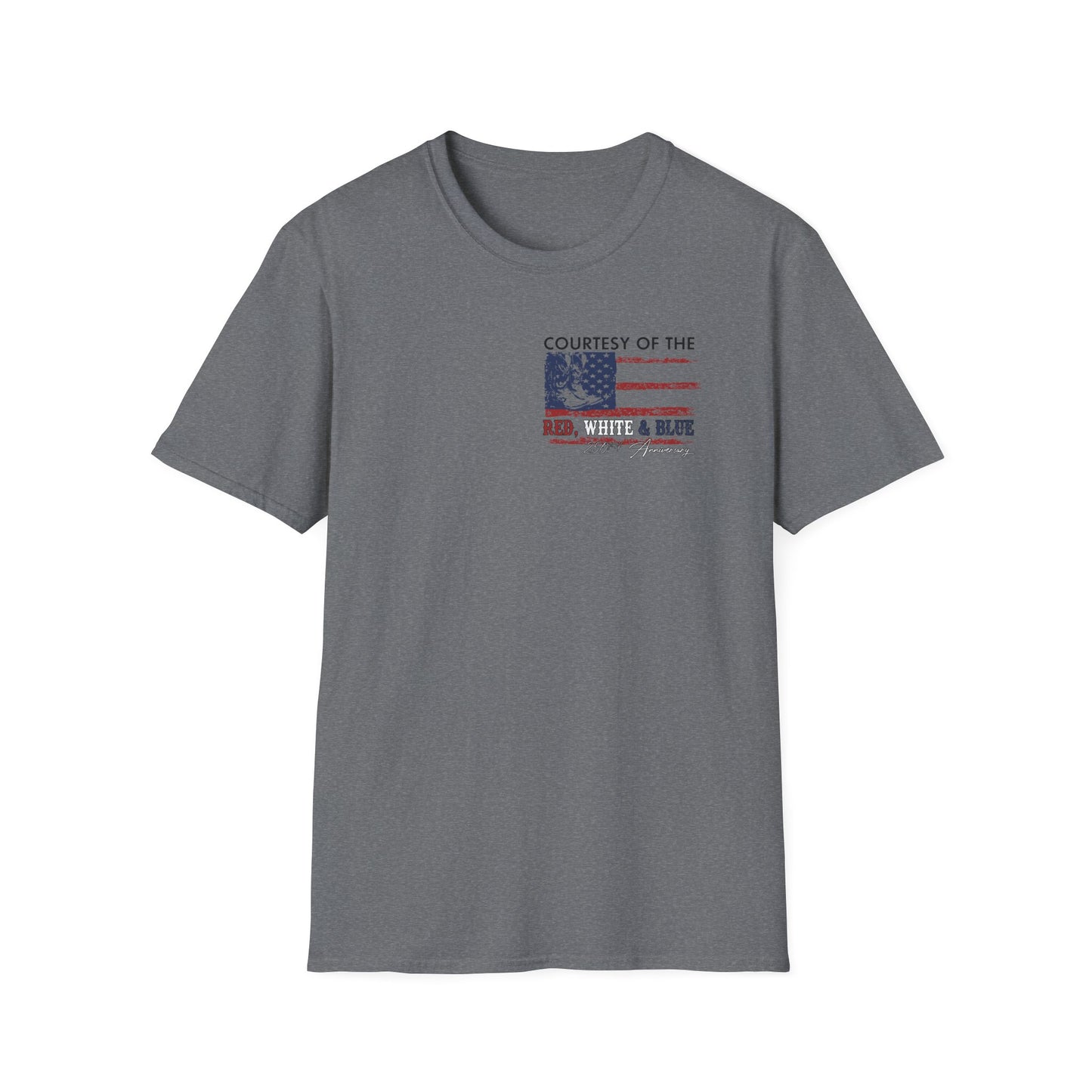 "Courtesy of the Red, White & Blue"