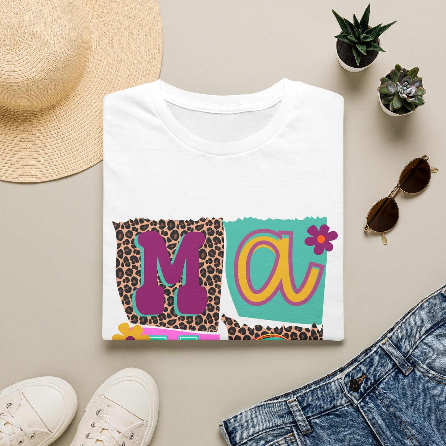 Mama Leopard Patchwork Graphic Tee
