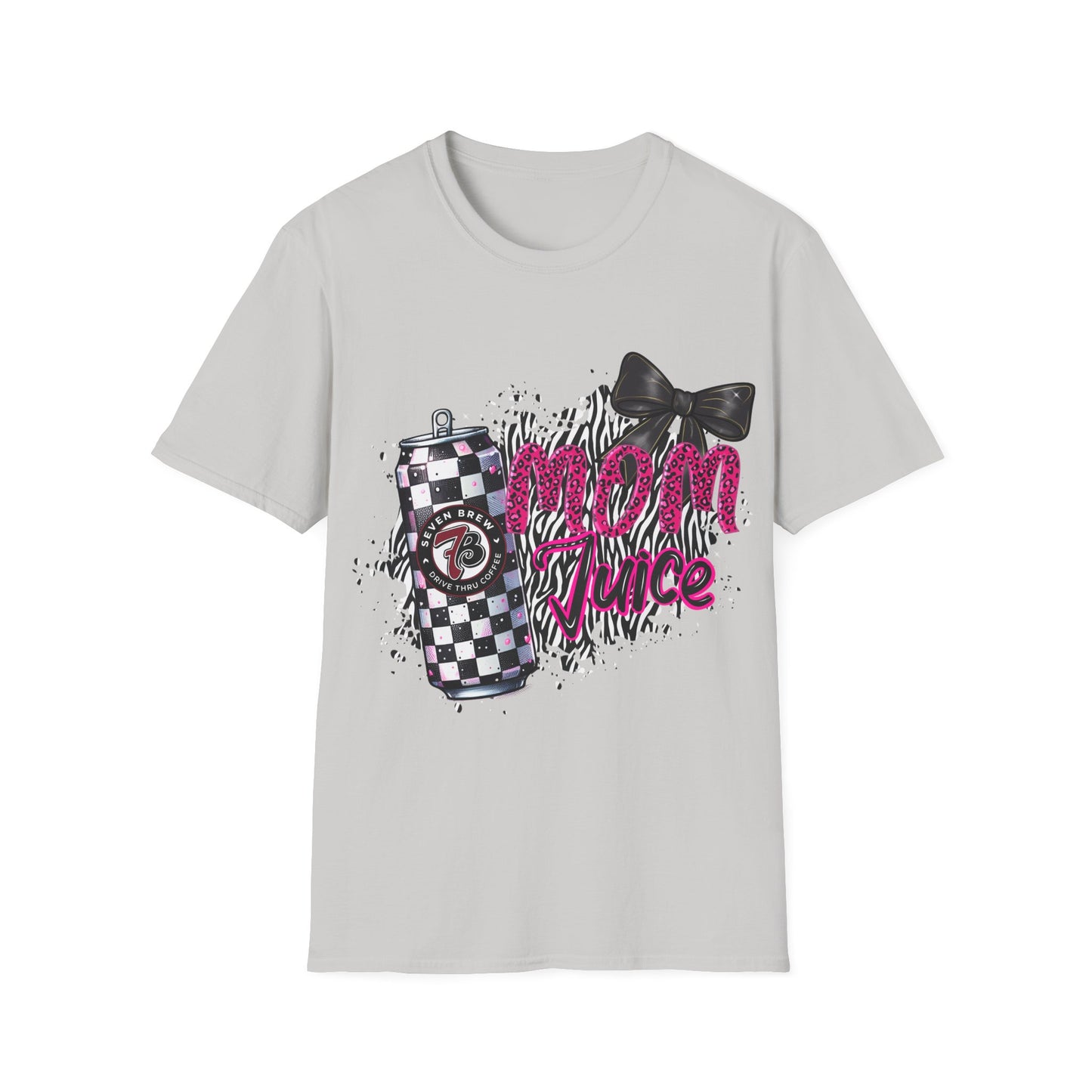 Mom Squad T‑Shirt — Pink Zebra Graphic Tee with Bow & Checkered Can