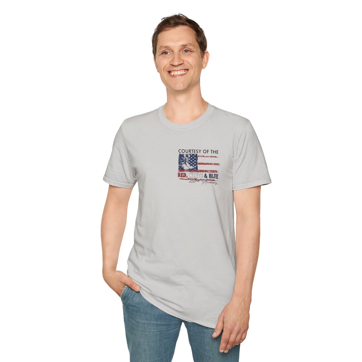 "Courtesy of the Red, White & Blue"