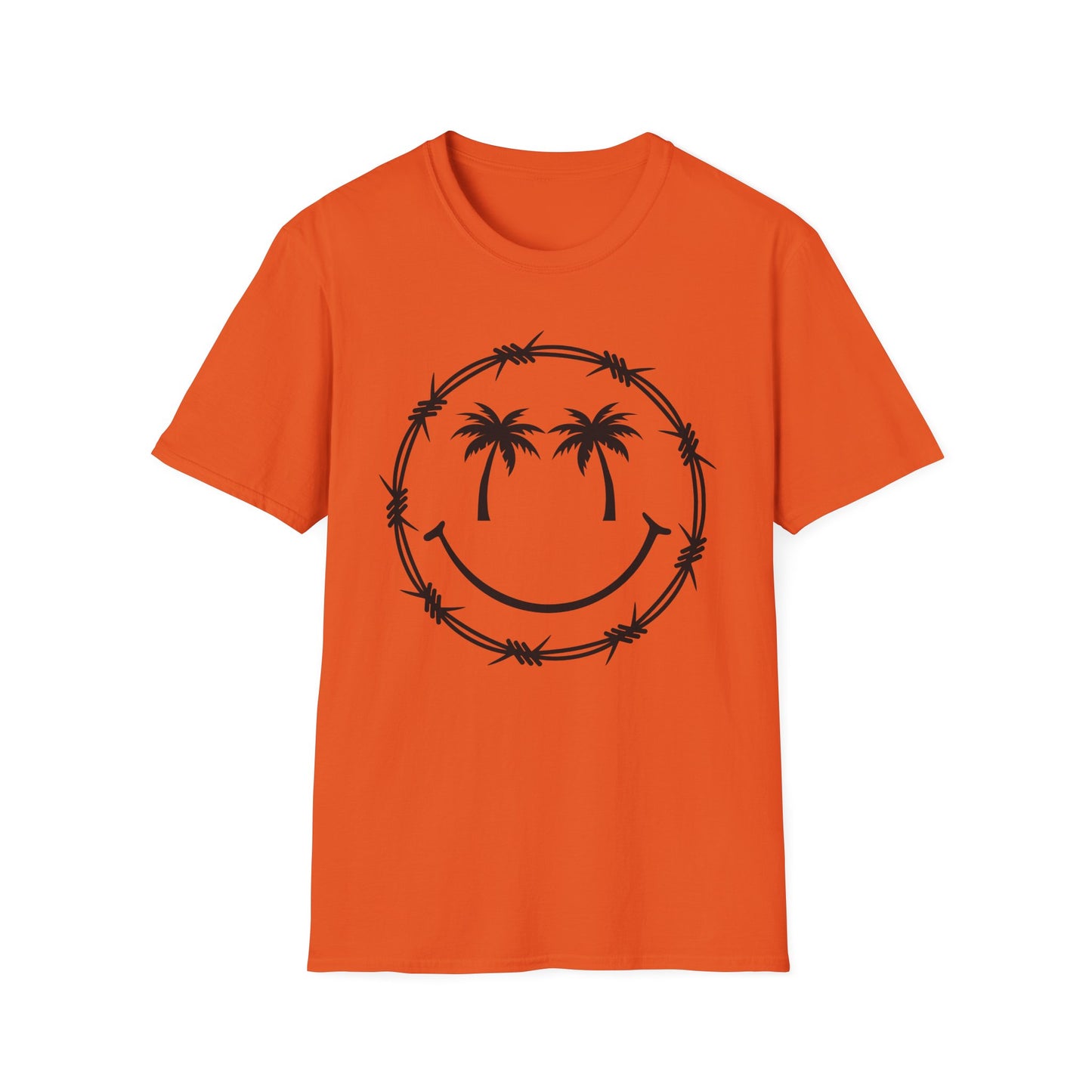 Barbed Wire Smile Palm T-Shirt — Tropical Palm Tree Smile Graphic Tee
