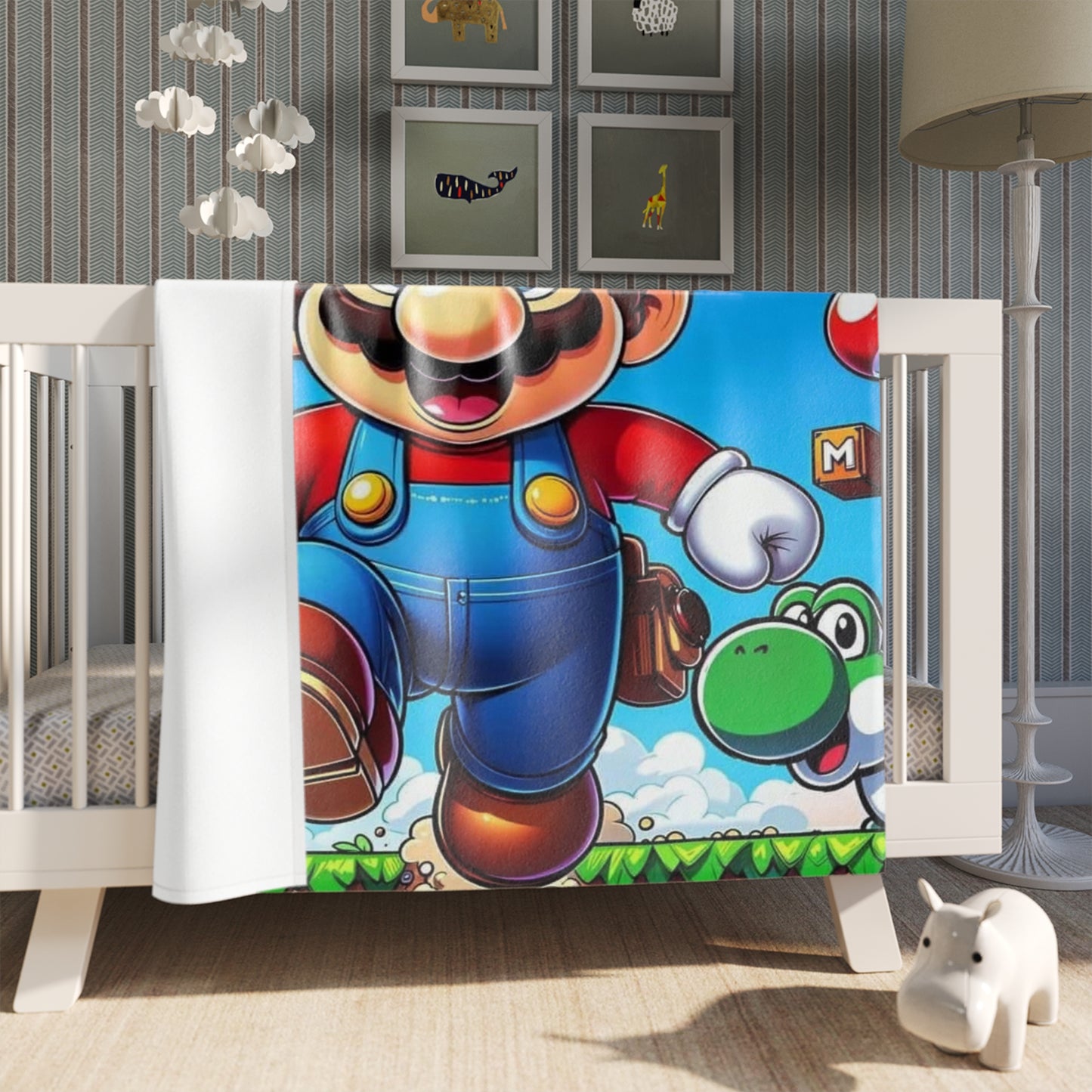 Superhero Video Game Character Throw Blanket — Red-Blue Plumber Design