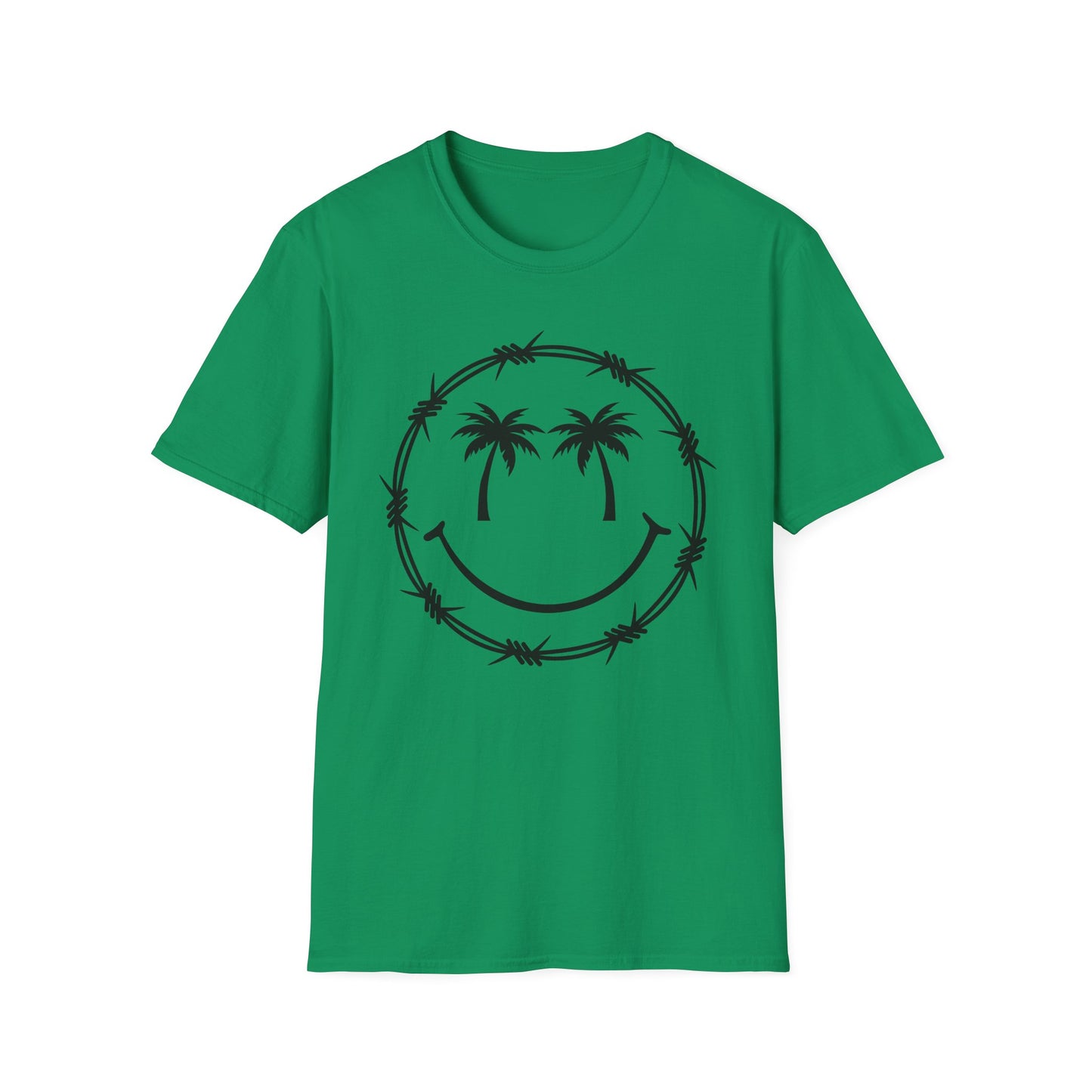 Barbed Wire Smile Palm T-Shirt — Tropical Palm Tree Smile Graphic Tee