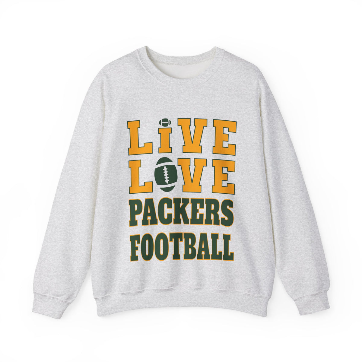 Live Love Packers Football Crewneck Sweatshirt — Green Bay Fan Pullover