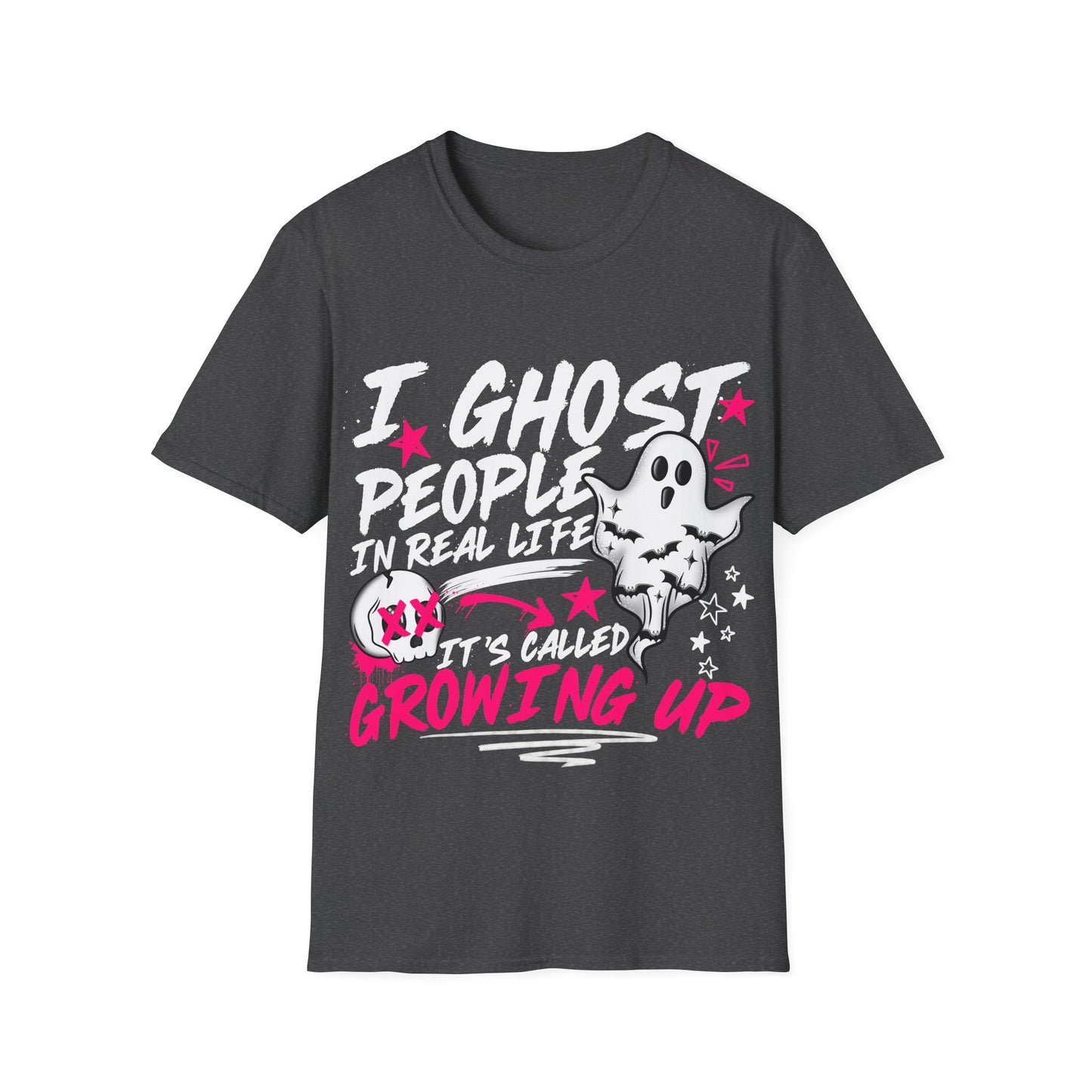Ghost Graphic T-Shirt — Cute Pink Stars "Growing Up" Tee
