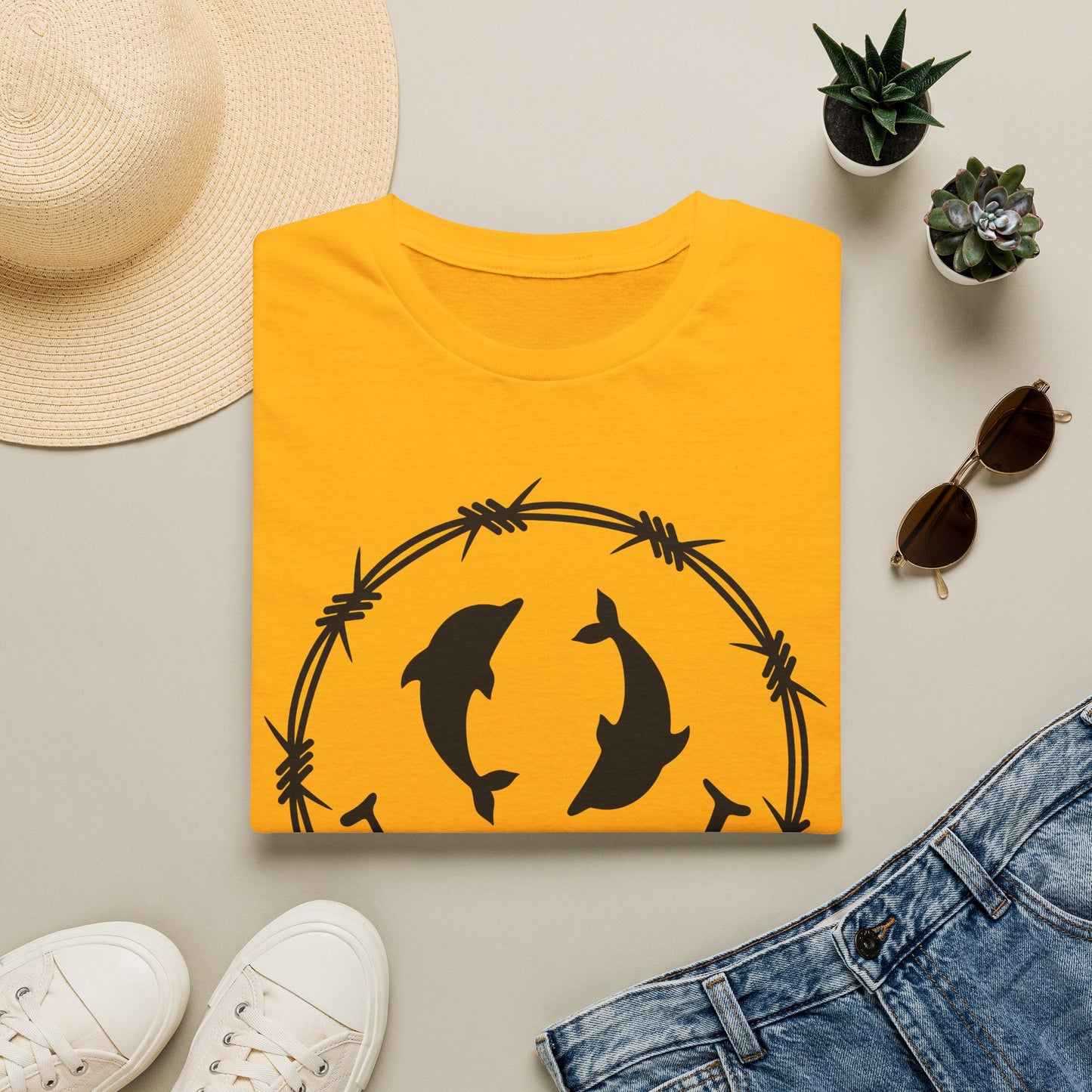 Dolphin Smile Barbed Wire Graphic Tee