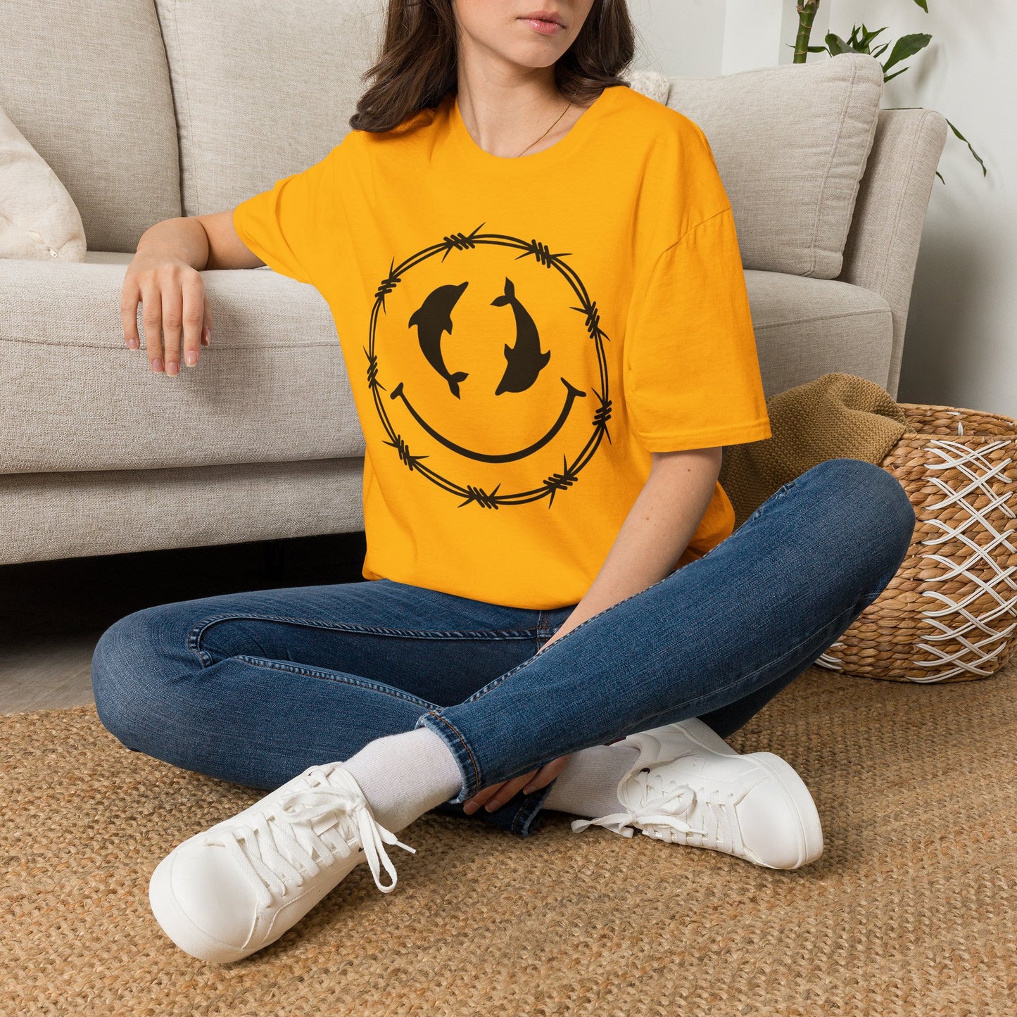 Dolphin Smile Barbed Wire Graphic Tee